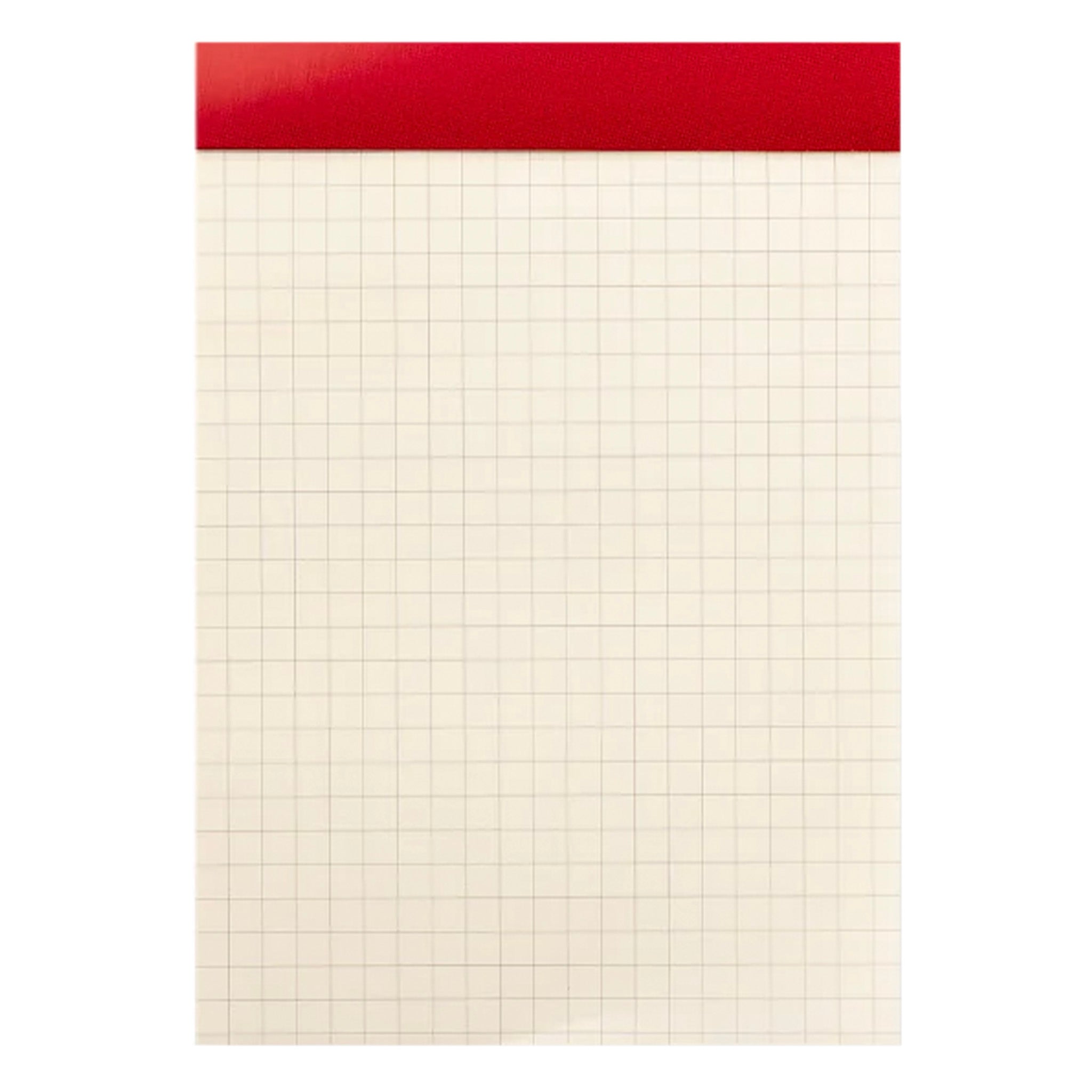 Grid notebook page with red top edge on a white background