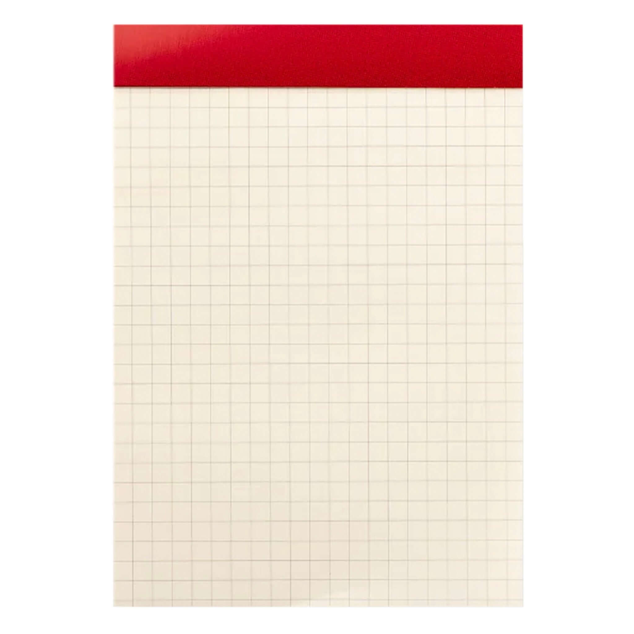 Grid notebook page with red top edge on a white background