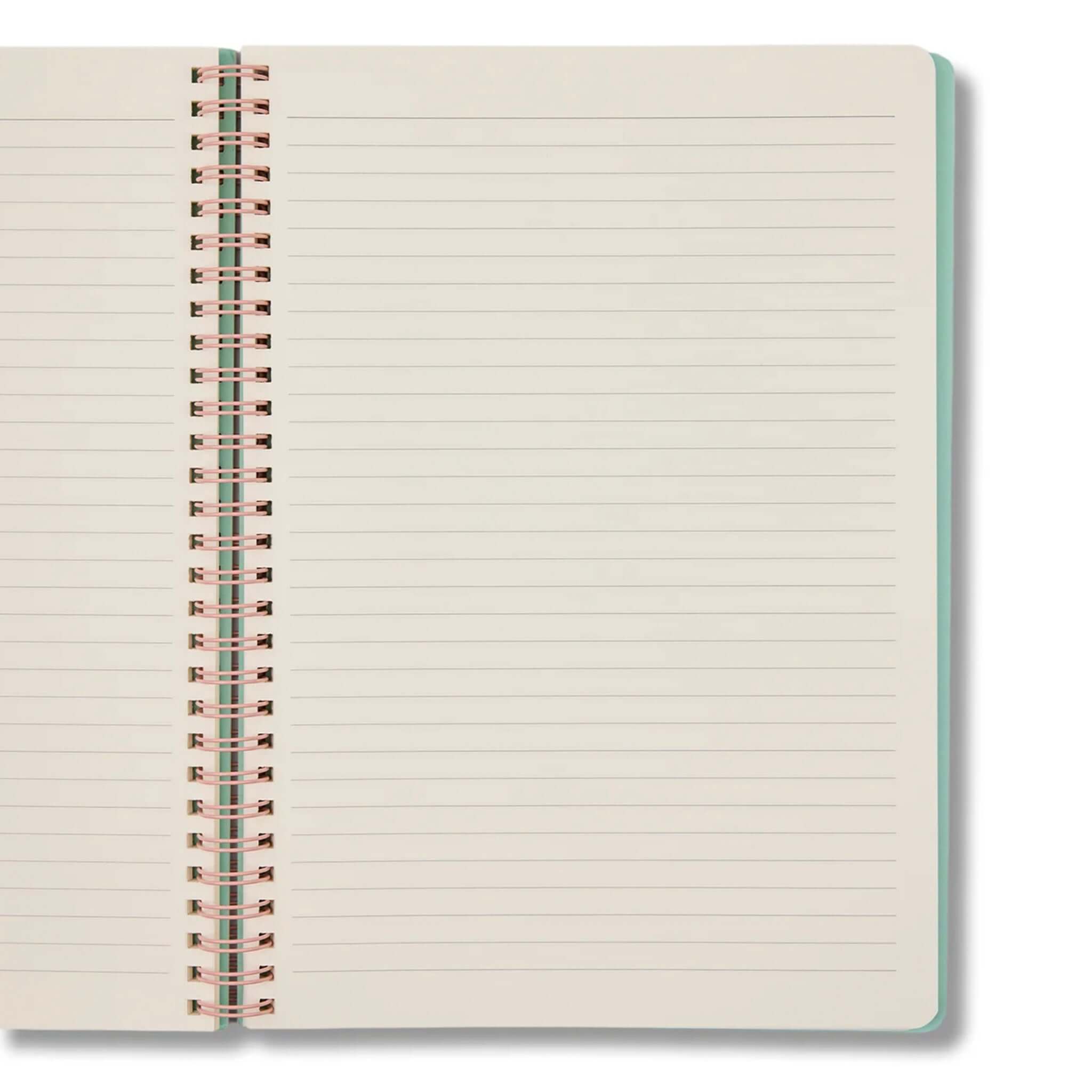 Milligram Any Day Now Spiral Ruled A5 Notebook - Magenta open pages with clean lines ready for writing.