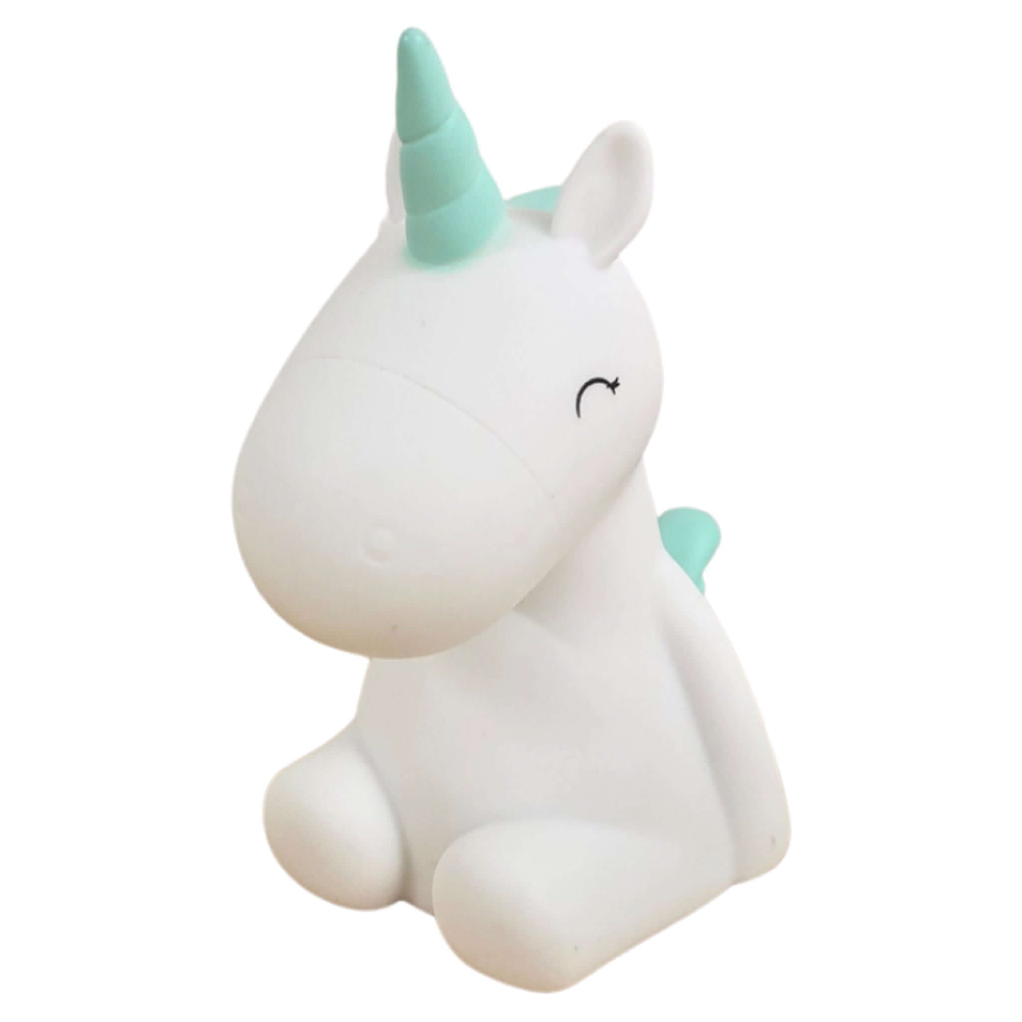 Mini Colour Changing LED Nightlight Baby Unicorn - Mint Blue, cute unicorn design with gentle color-changing light.