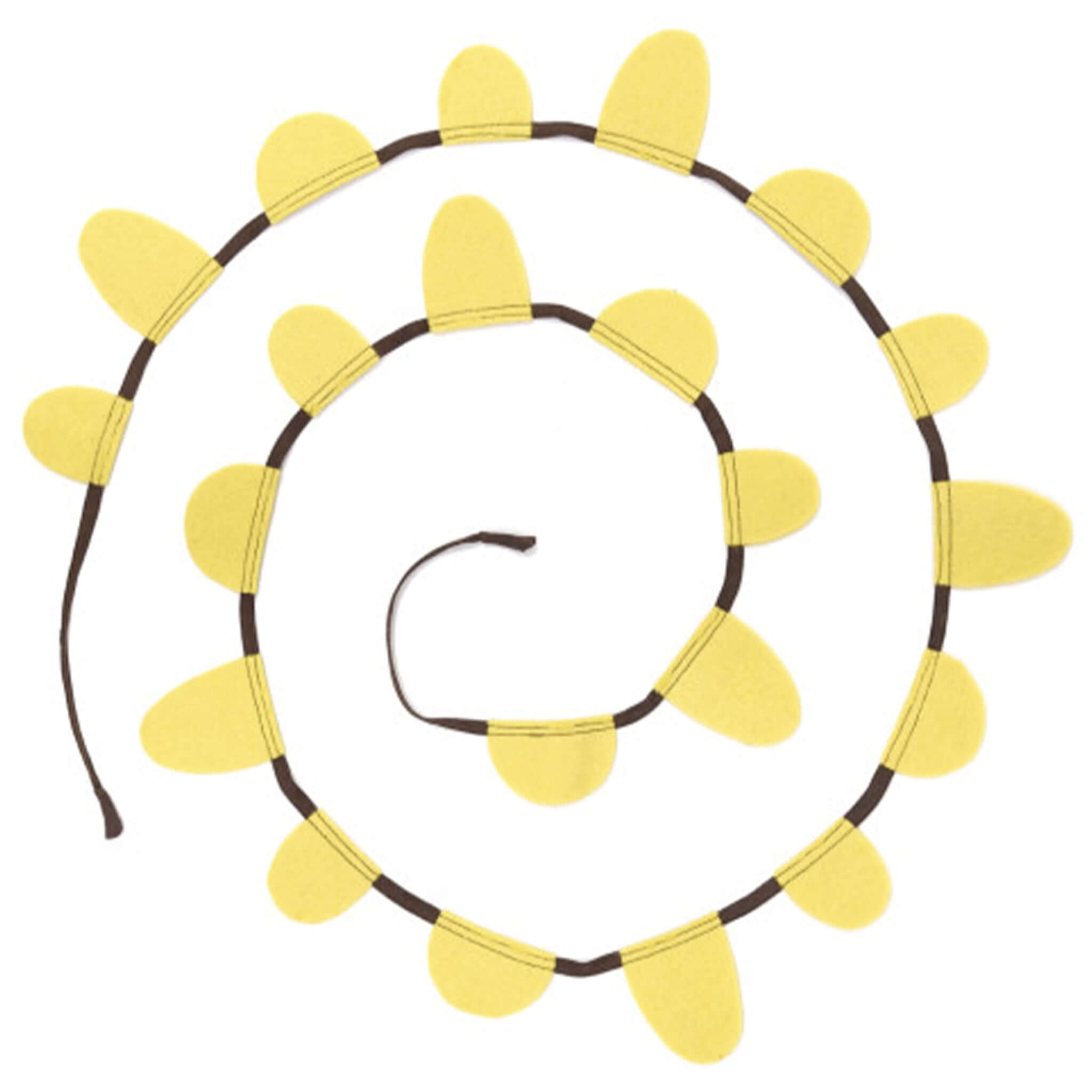Muskhane Felt Round Flag Garland - Lemon in yellow felt rounds, hand-stitched along cotton cord for home decoration.