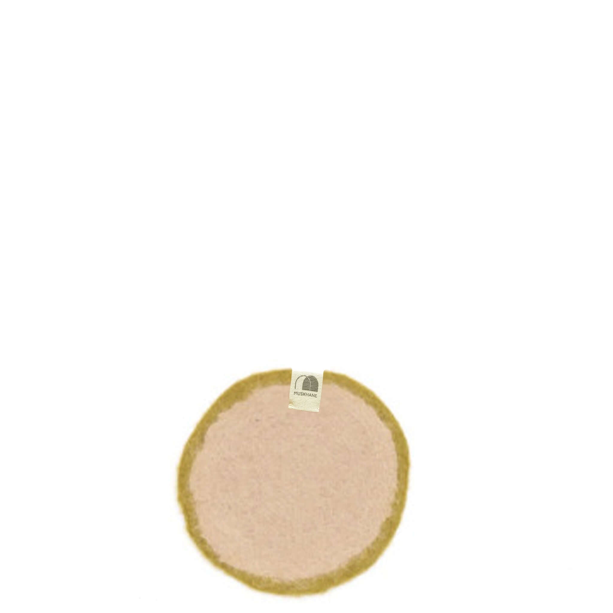 Muskhane Felt Two Tone Round Coaster - Pistachio & Nude displayed on a white background.