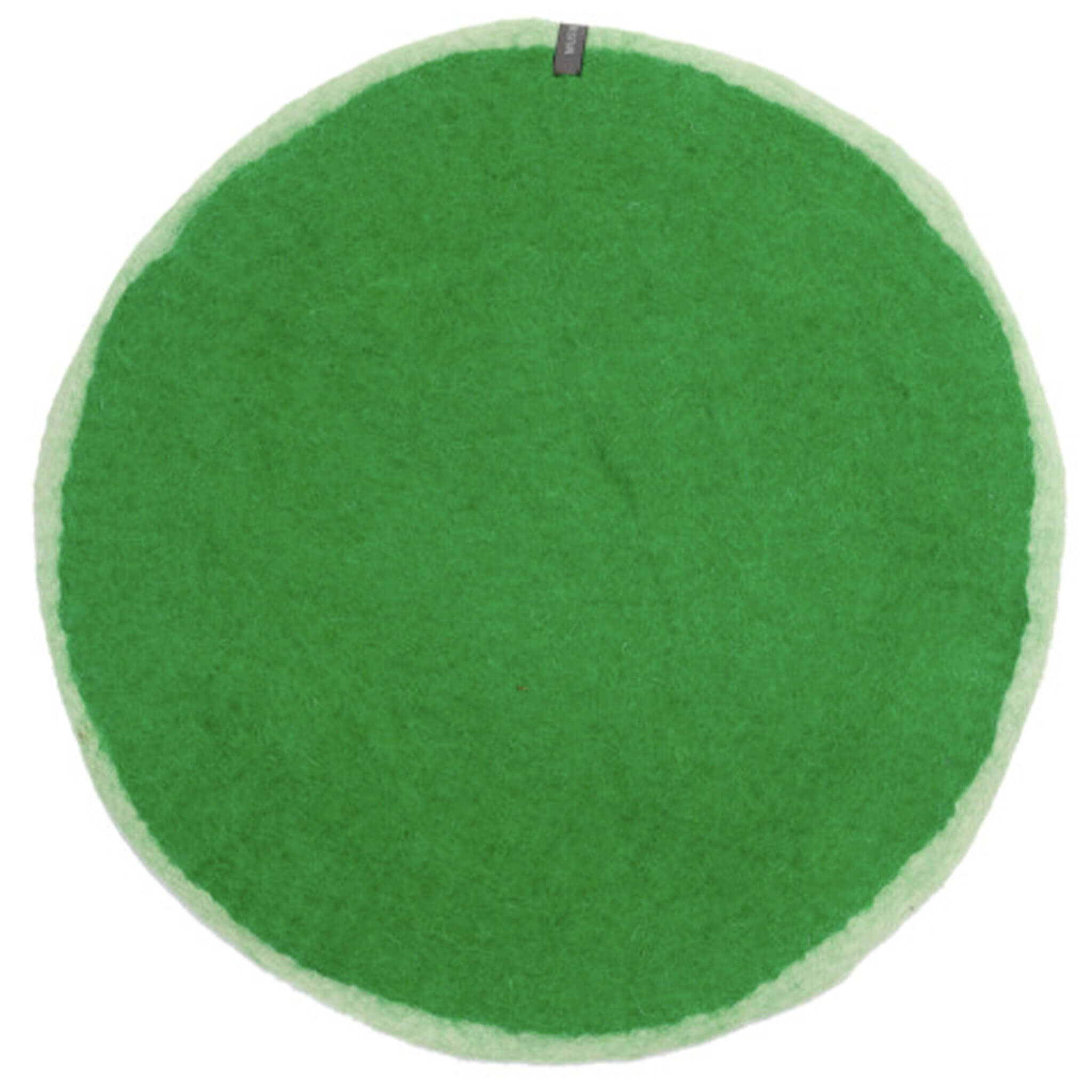 Alt Tag: Muskhane Felt Two Tone Round Placemat - Green & Mint round felt placemat, two-tone green and mint table mat