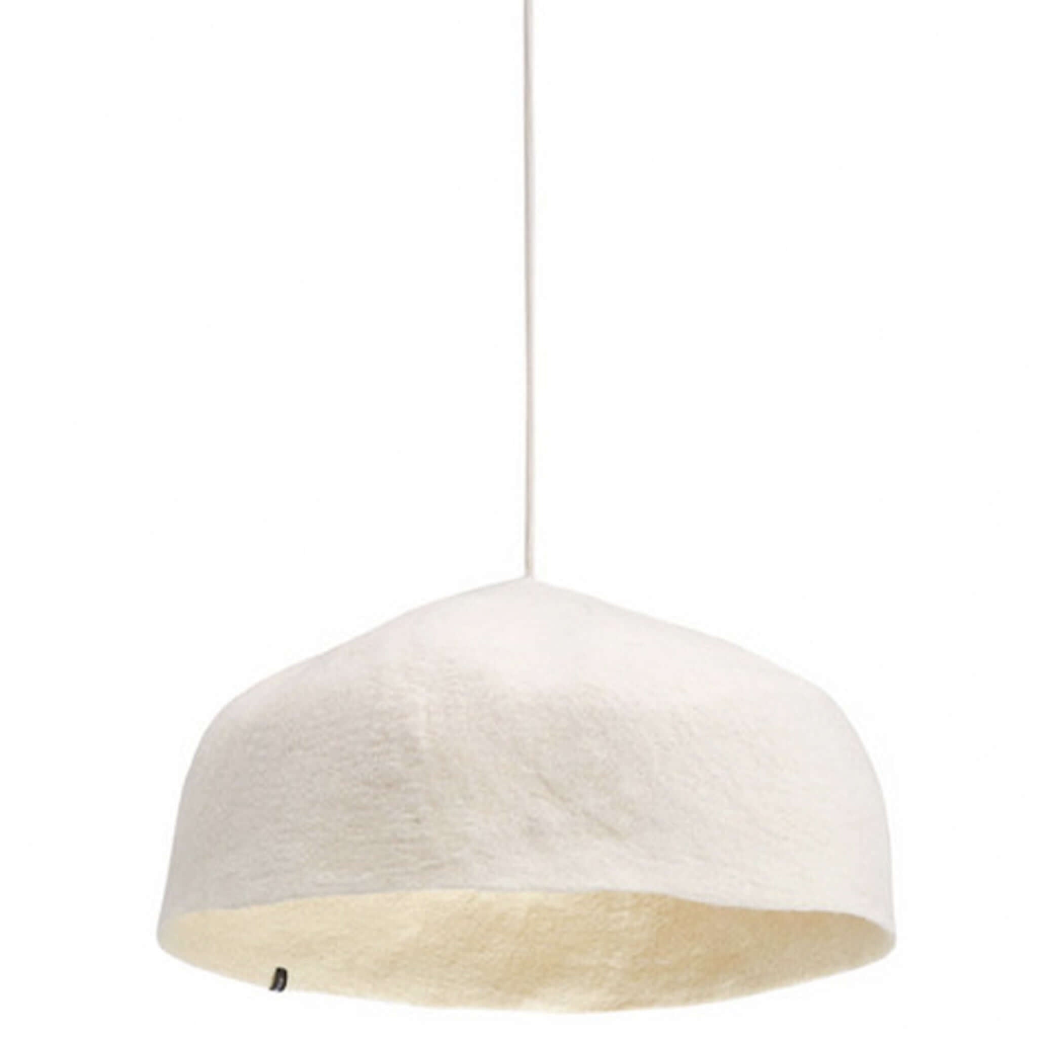 Alt Tag: Muskhane Felt Yurt Lampshade - Natural pendant felt lampshade in natural color, modern handcrafted lighting for living room or bedroom