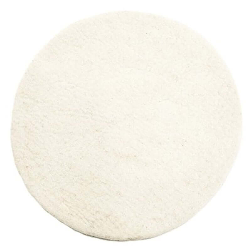 Alt Tag: Muskhane Felt Plain Round Placemat - Natural Large round felt placemat in natural beige, minimalist table setting or trivet