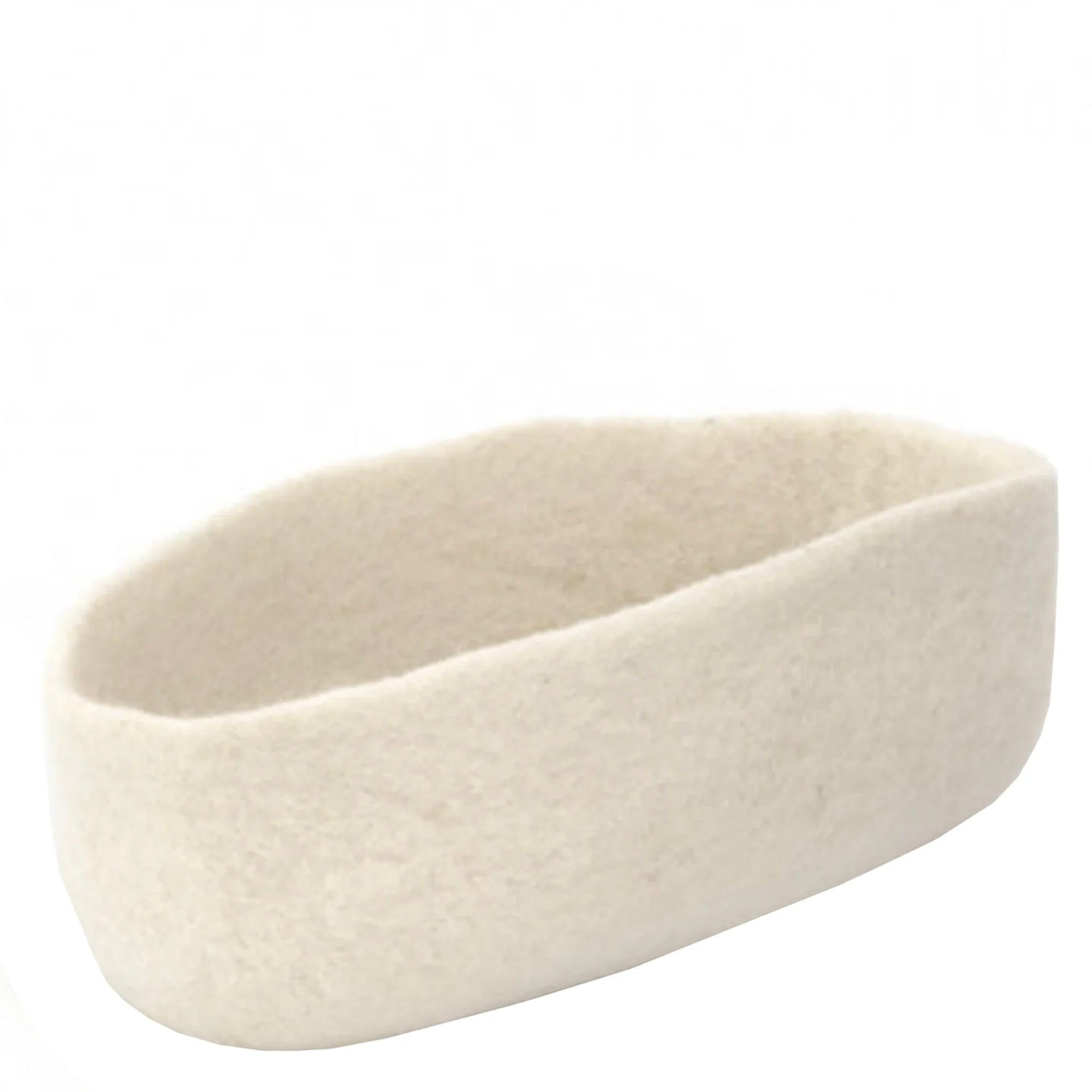 White felt basket on a white background.