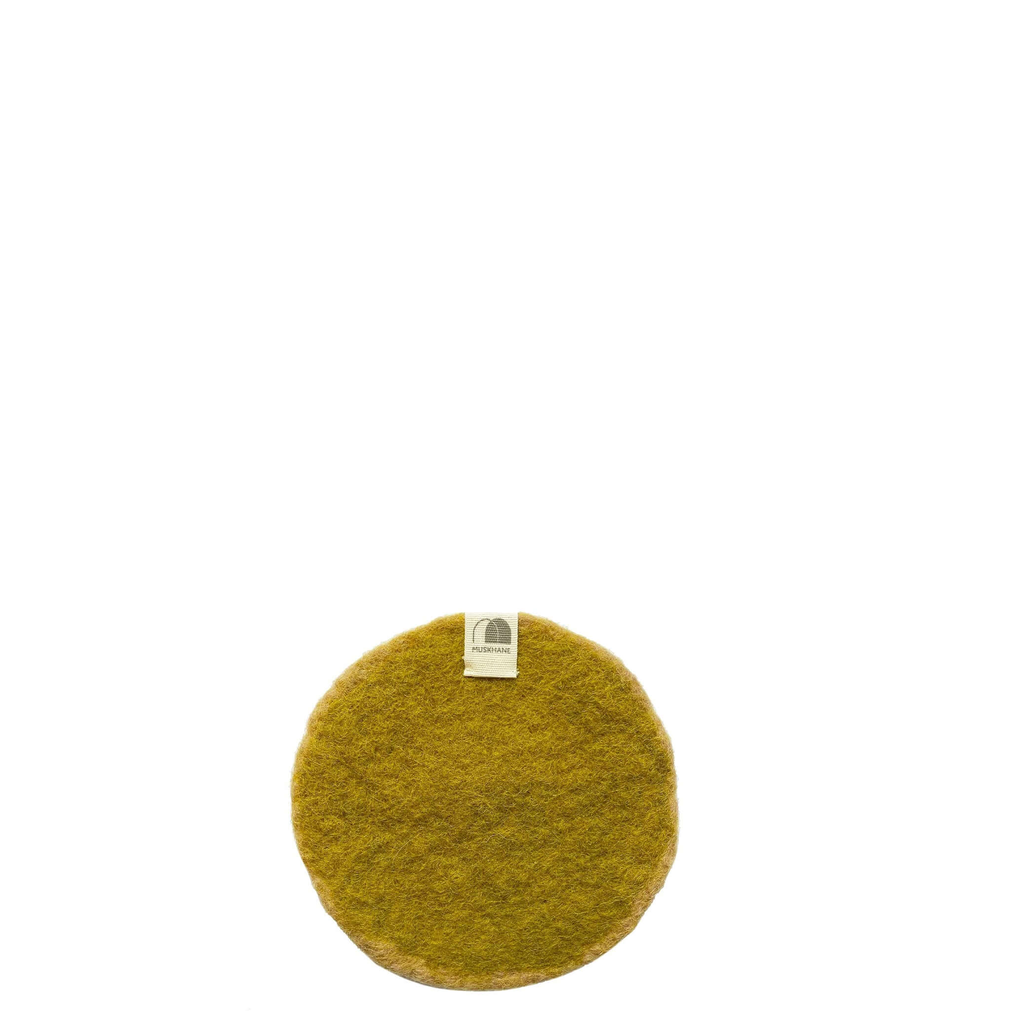 Muskhane Felt Two Tone Round Coaster - Nude & Pistachio - Handmade felt coaster, 12cm diameter.
