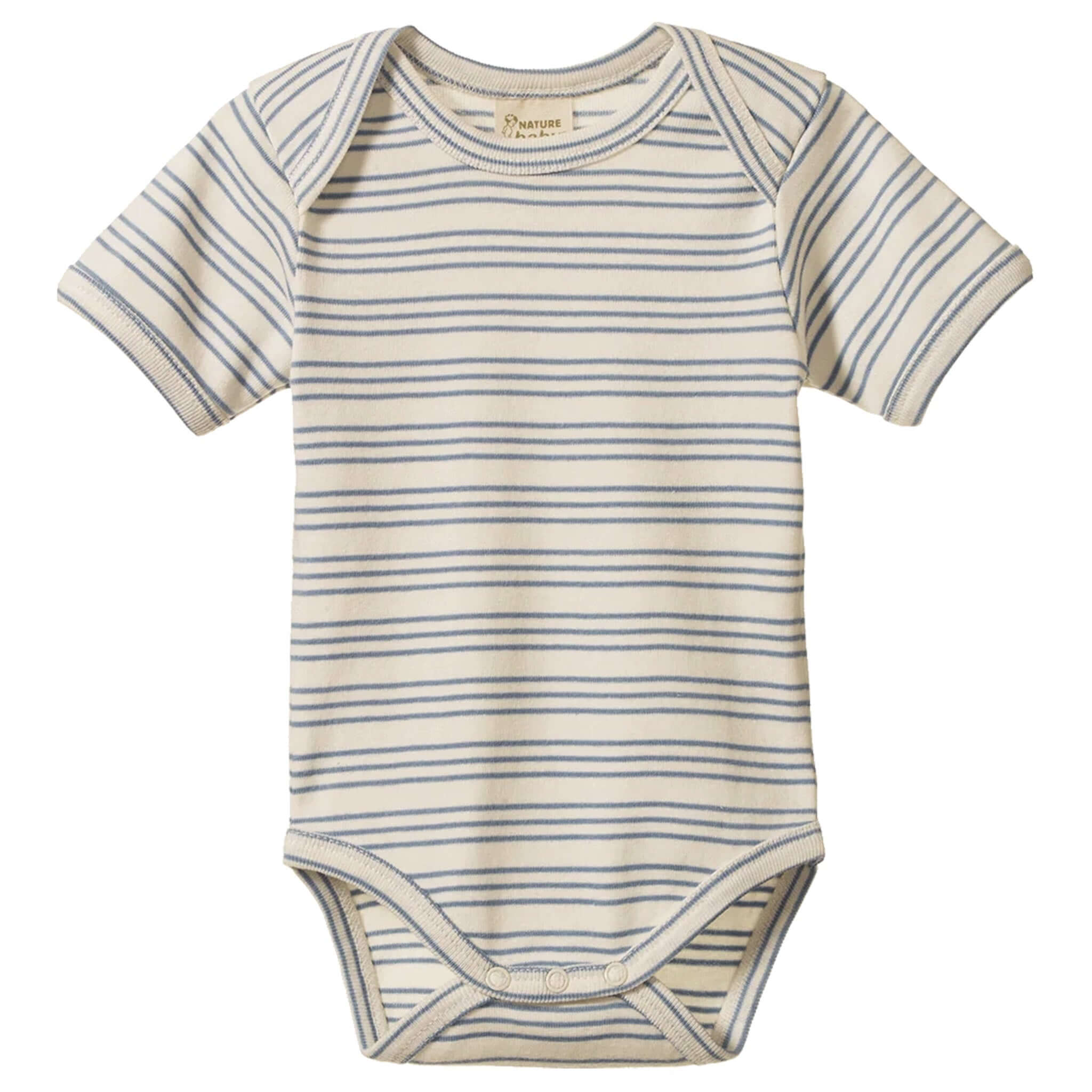 Nature Baby Organic Cotton Short Sleeve Bodysuit - Stripe Trio design in soft organic cotton with snap domes.
