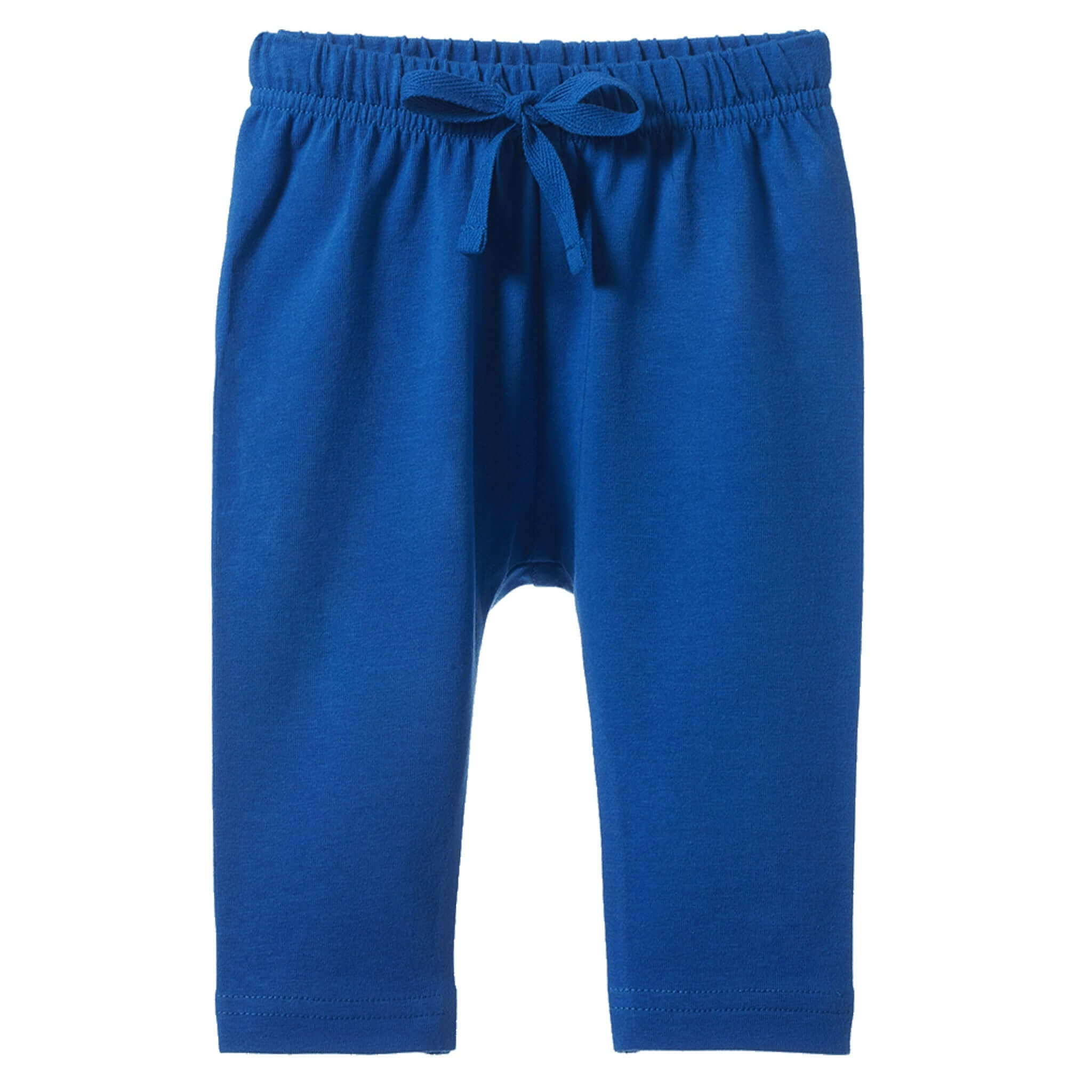 Nature Baby Organic Cotton Sunday Drawstring Pants - Mariner in vibrant blue with adjustable drawstring waistband.