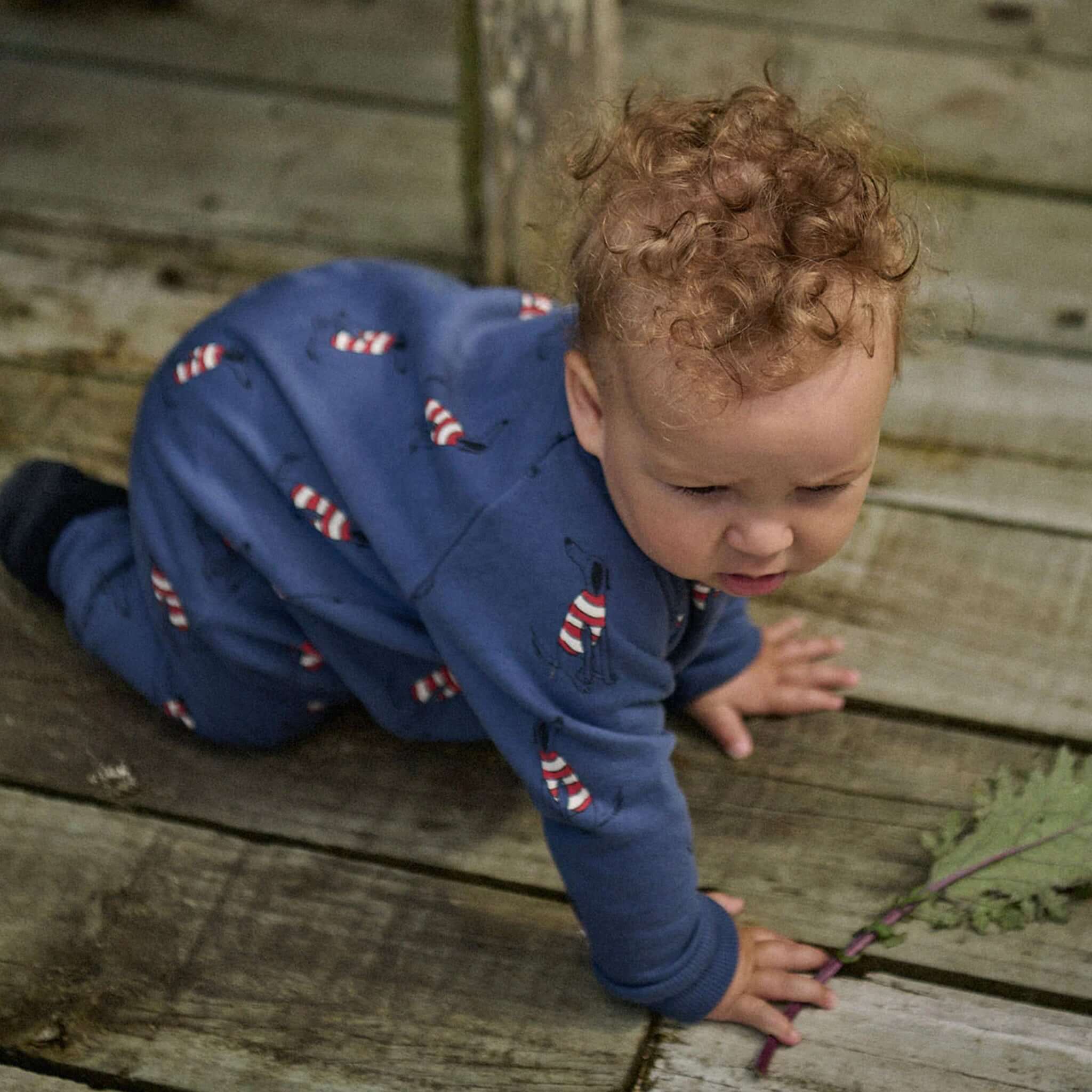 Nature Baby Organic Cotton Long Sleeve Juno Romper - Best Friend Indigo baby romper, long sleeve organic cotton, indigo print