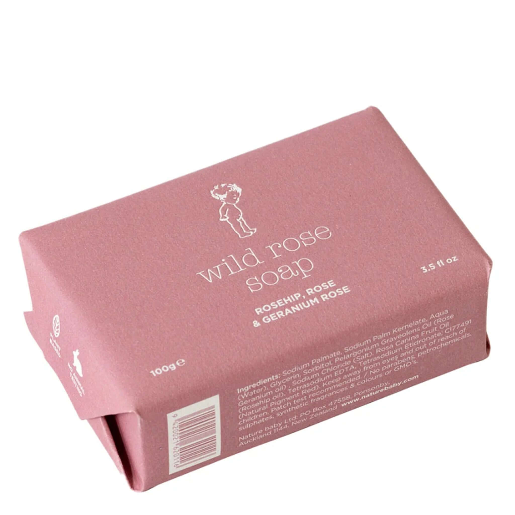Nature Baby Organic Soap wild rose bar, gentle organic baby soap for newborns, nourishing plant & mineral ingredients, 100g