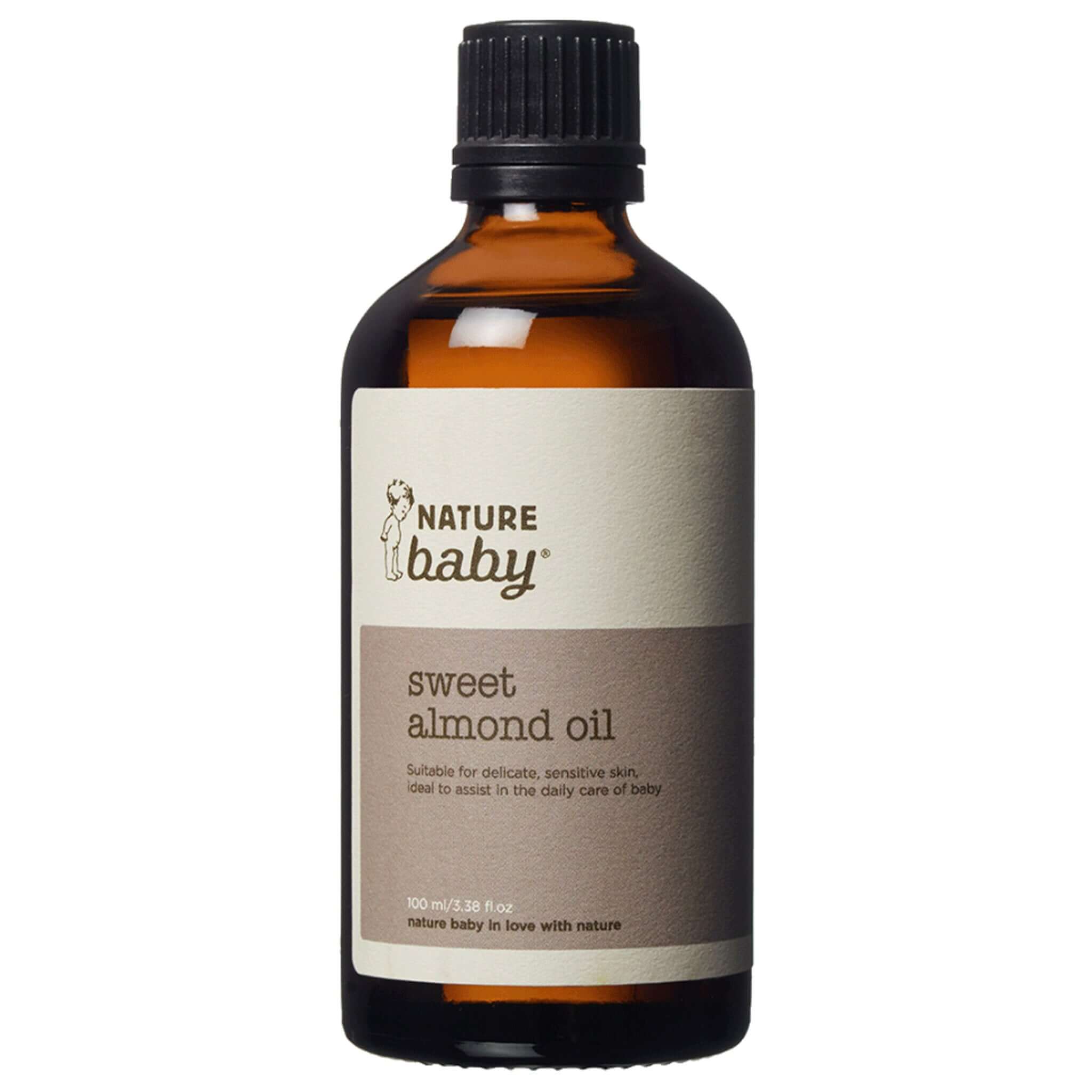 Alt Tag: Nature Baby Sweet Almond Oil bottle – pure nourishing baby oil for dry, sensitive skin, eczema relief, bath moisturising