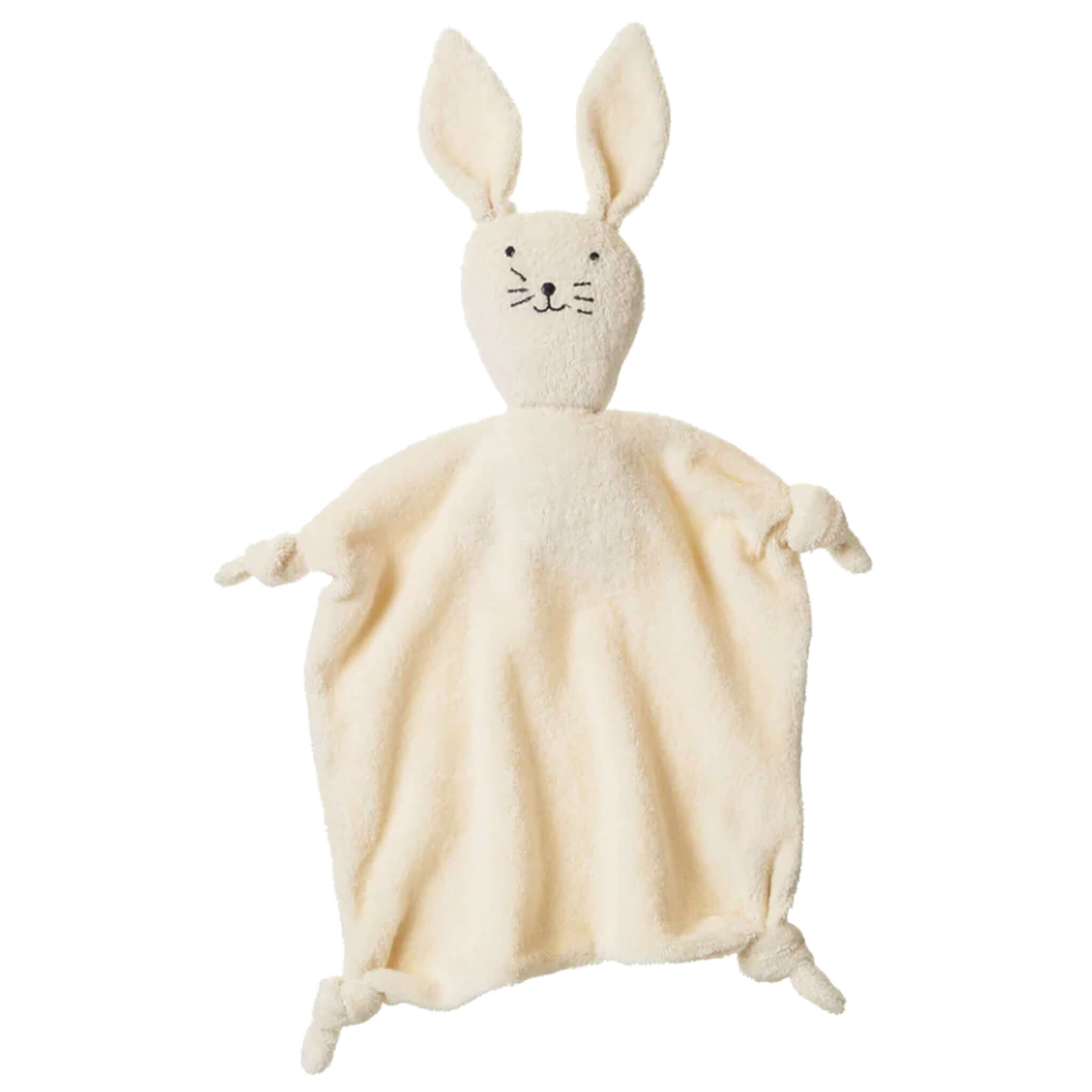 Alt Tag: Nature Baby Terry Casey Cuddle Bunny organic cotton terry comforter lovey bunny with knotted feet for baby soothing sleep aid