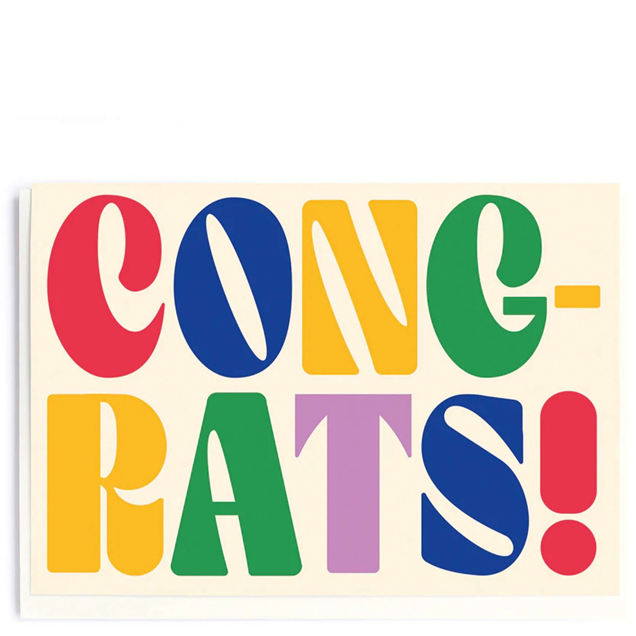 Noi Publishing Card - Rainbow Type Congrats! bold colorful card for celebrations, graduation, promotion, or new beginnings