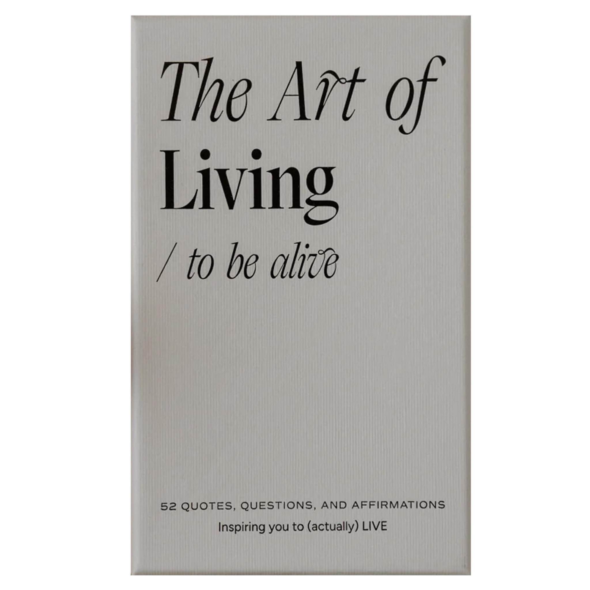 Book titled 'The Art of Living / to be alive' with a gray cover and black text.