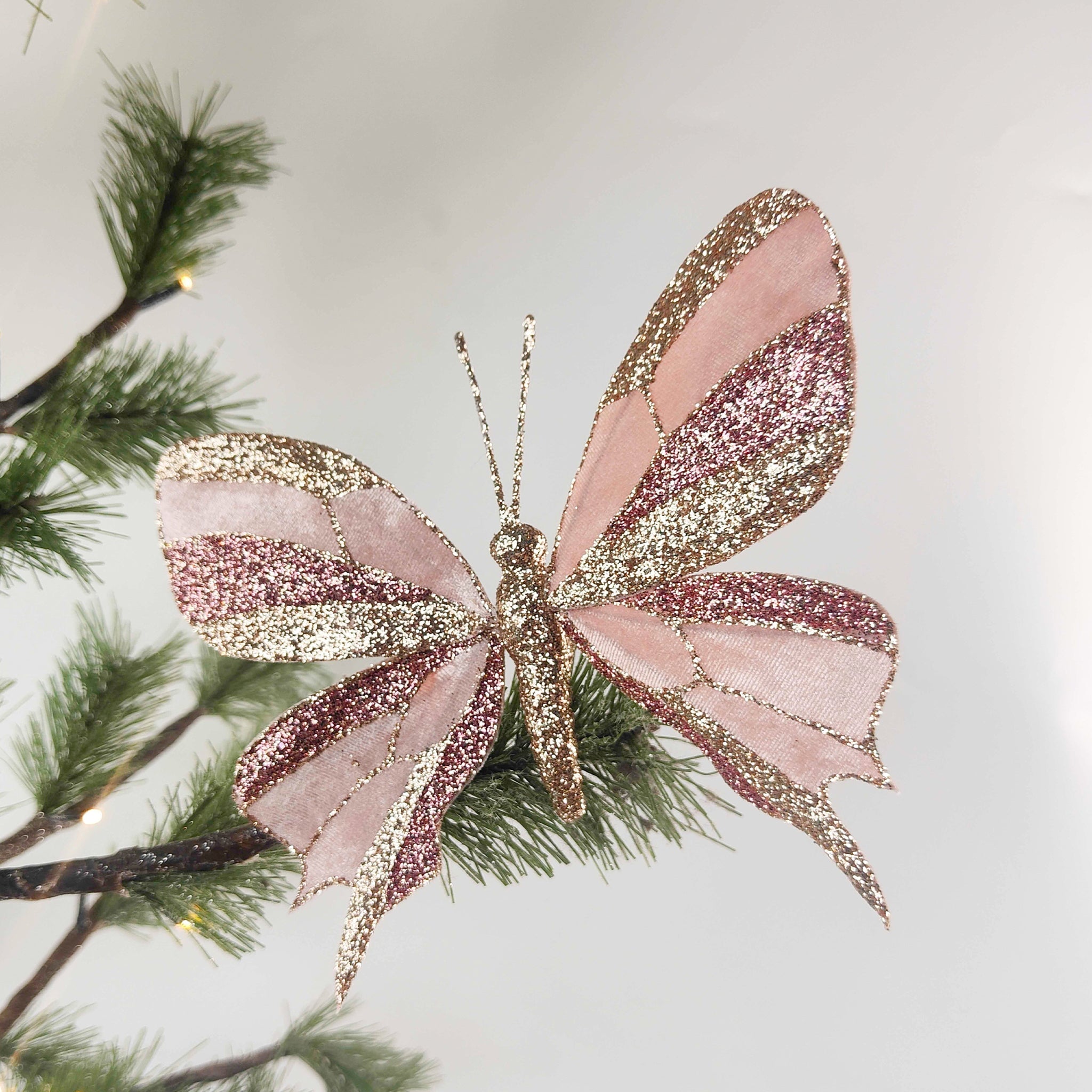 Ombre Glitter Butterfly Clip - Light Pink & Gold - Tea Pea Home