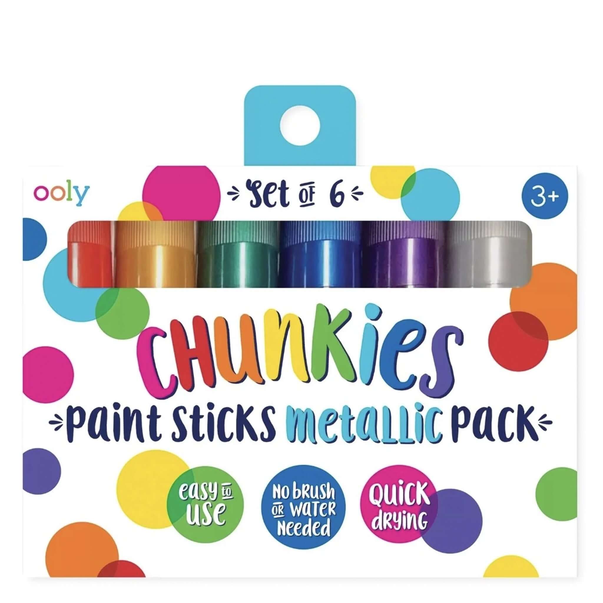 Alt Tag: Ooly Chunkies Paint Sticks Set - Metallic set of 6 metallic paint sticks pack for kids, easy to use, no brush or water needed, quick drying