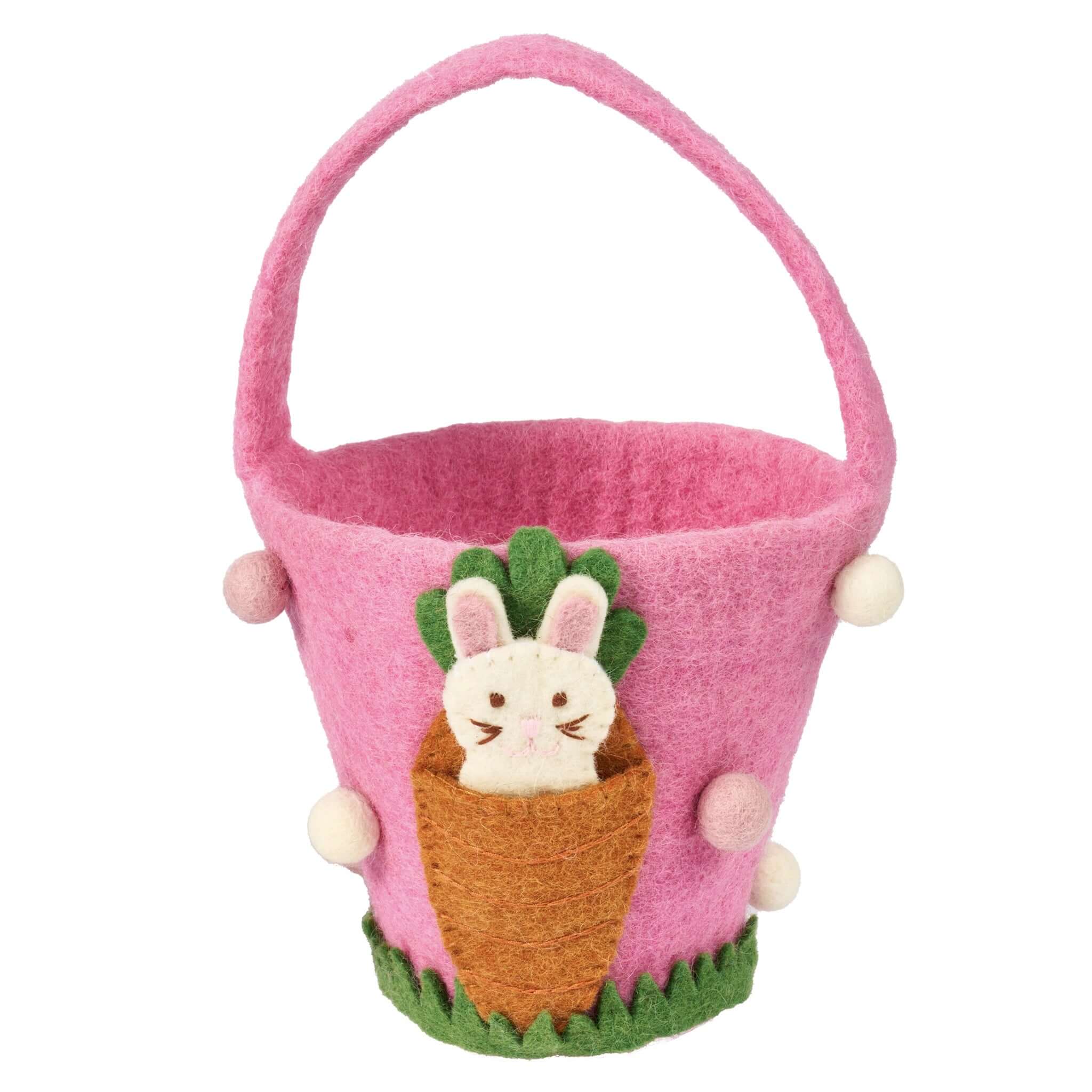 Pink felt easter basket.
