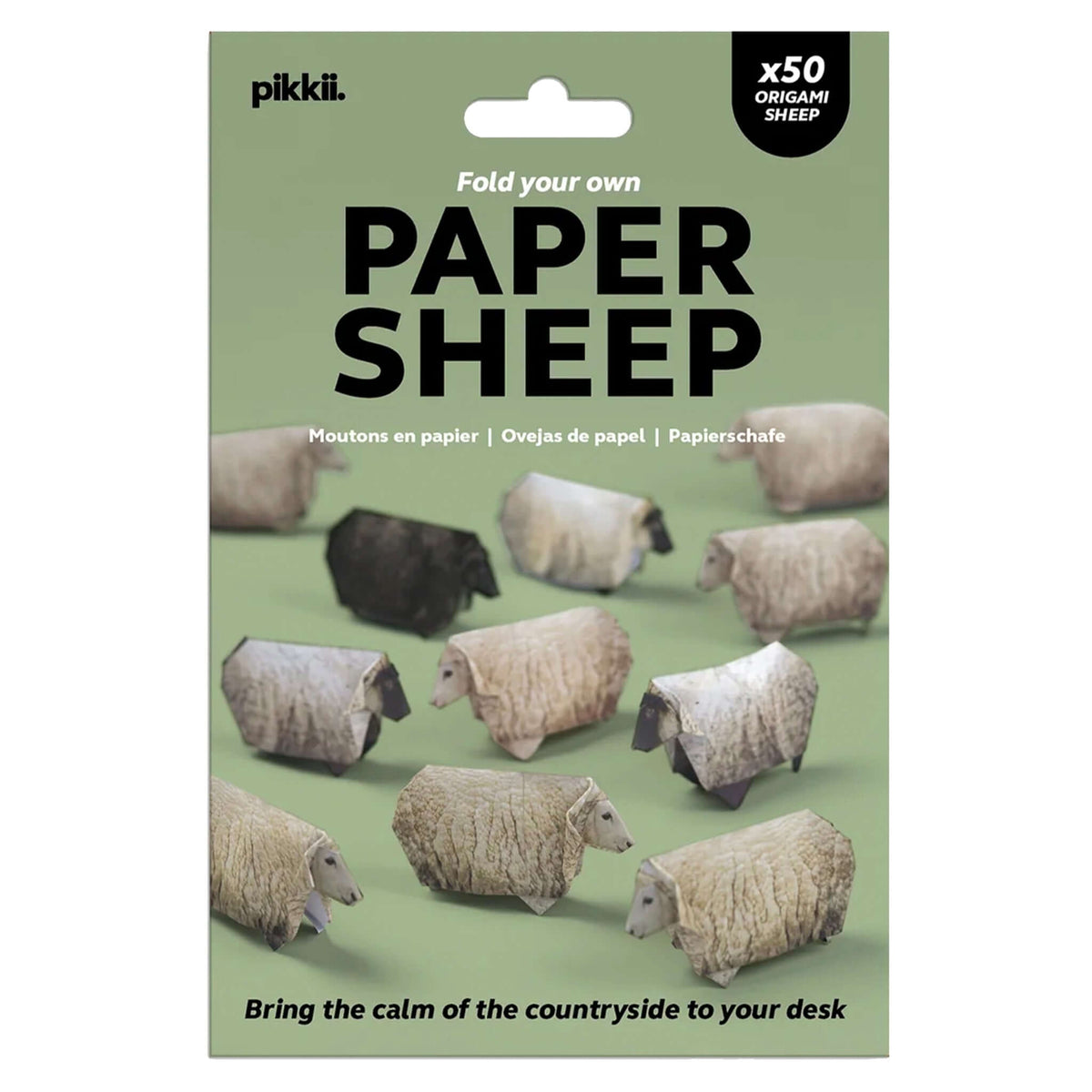 Pikkii Origami Paper Sheep package featuring foldable sheep in various patterns, perfect for desk decoration.