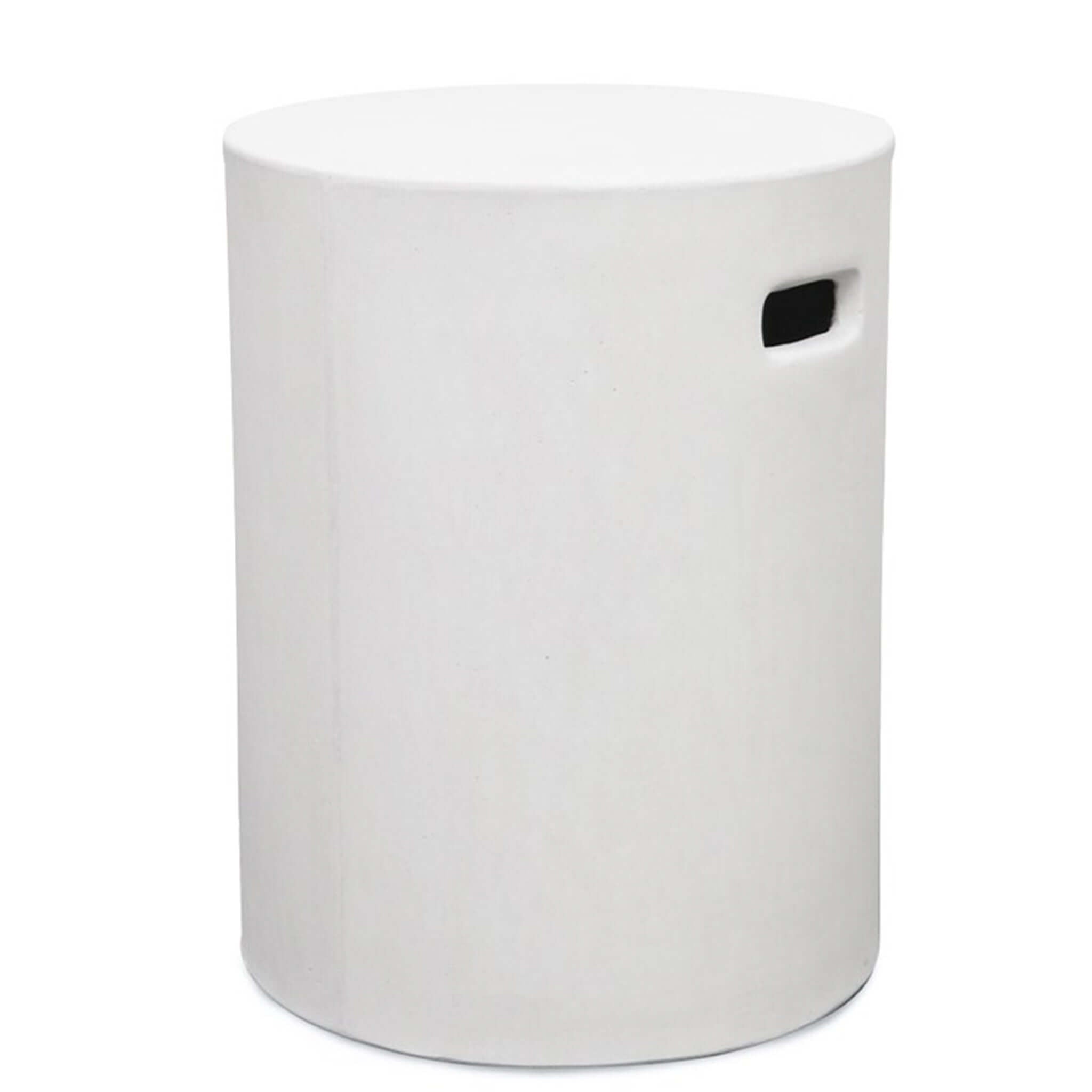 Alt Tag: Concrete Side Table / Stool - Round minimalist concrete cylinder stool for indoor or outdoor use