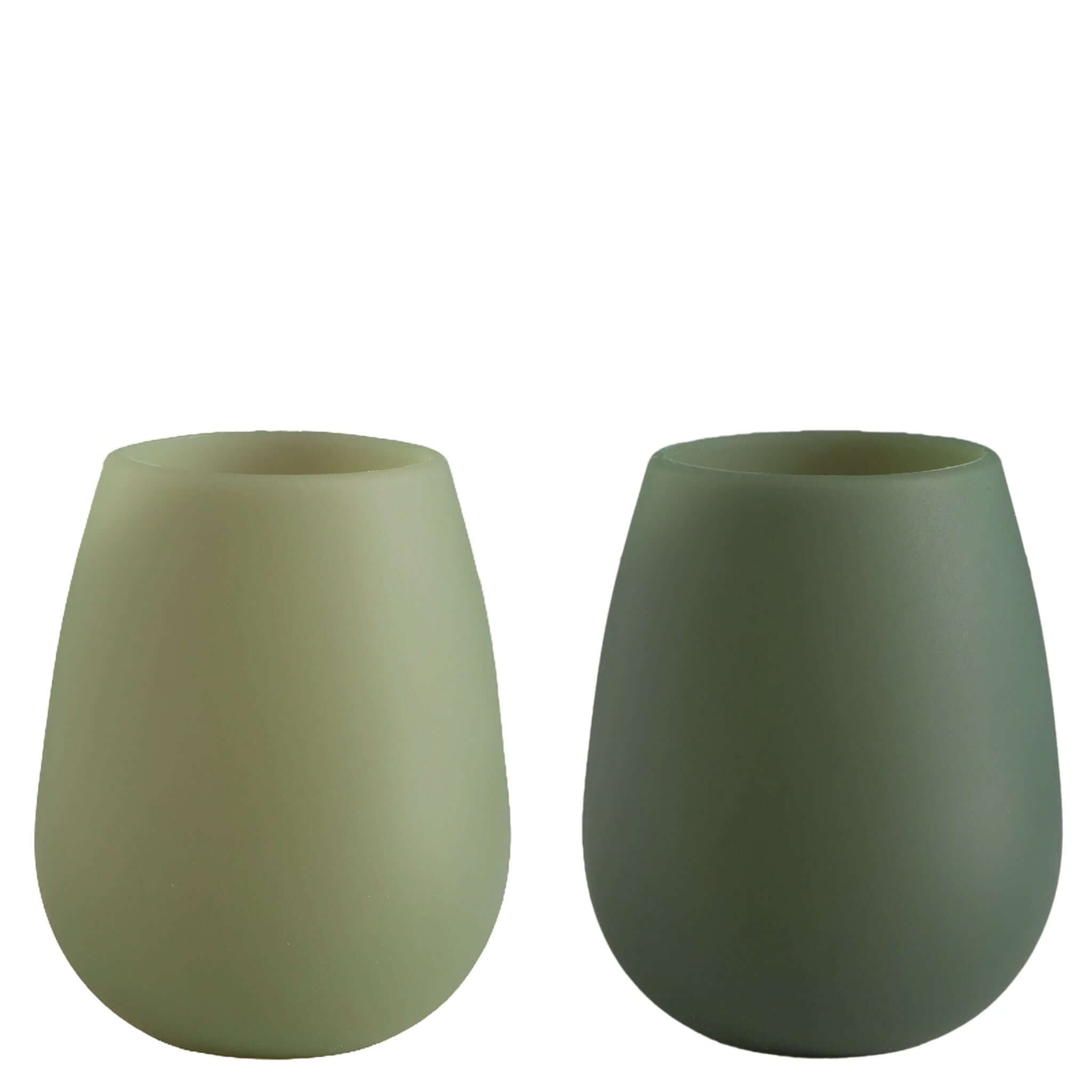 Porter Green Fegg Unbreakable Glass Set - Sage & Olive tumblers in soft sage and deep olive colors.