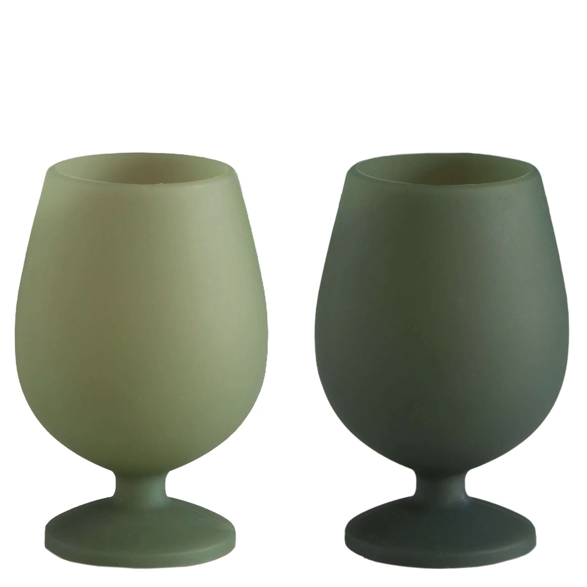 Porter Green Stemm Unbreakable Wine Glass Set - Sage & Olive in green silicone material, perfect for outdoor and indoor use.