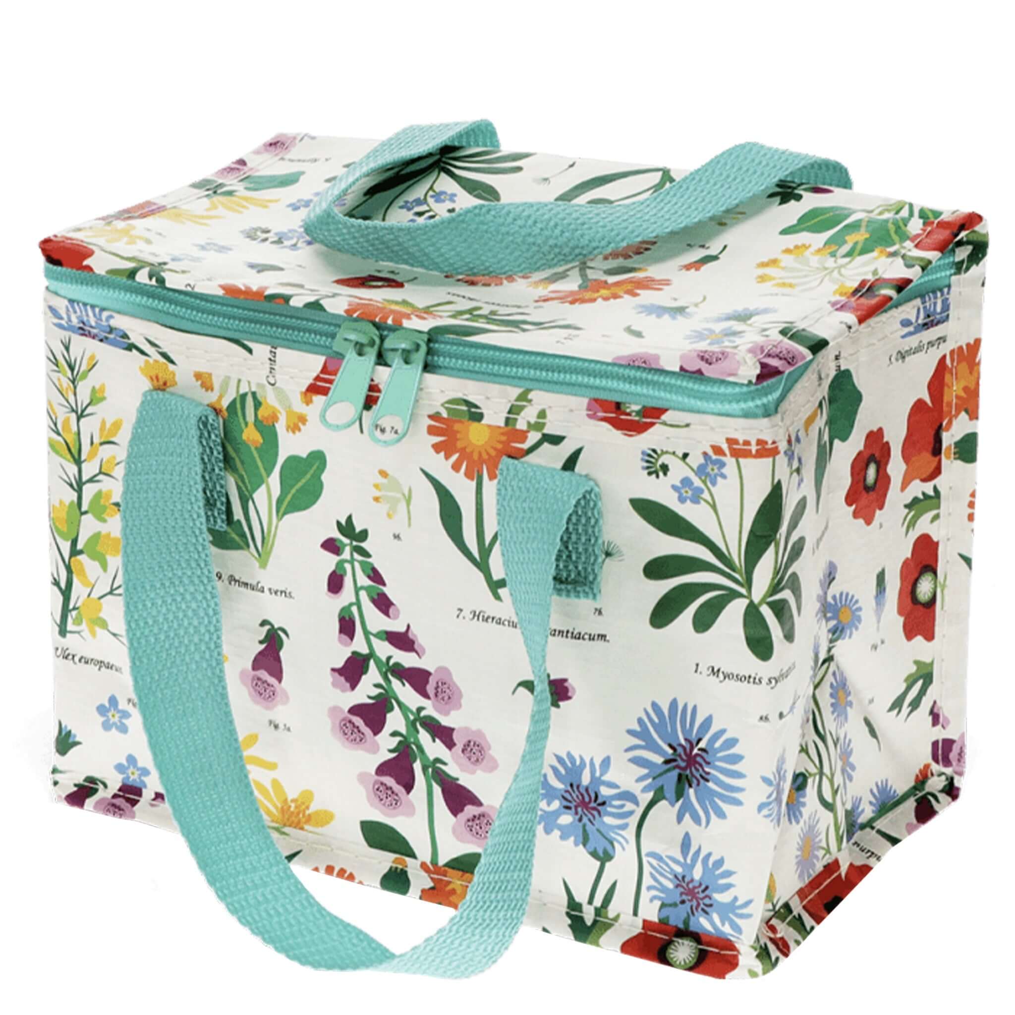 Rex London Insulated Lunch Bag - Wild Flowers kids’ foil-lined insulated lunch bag made from recycled plastic bottles, folds flat