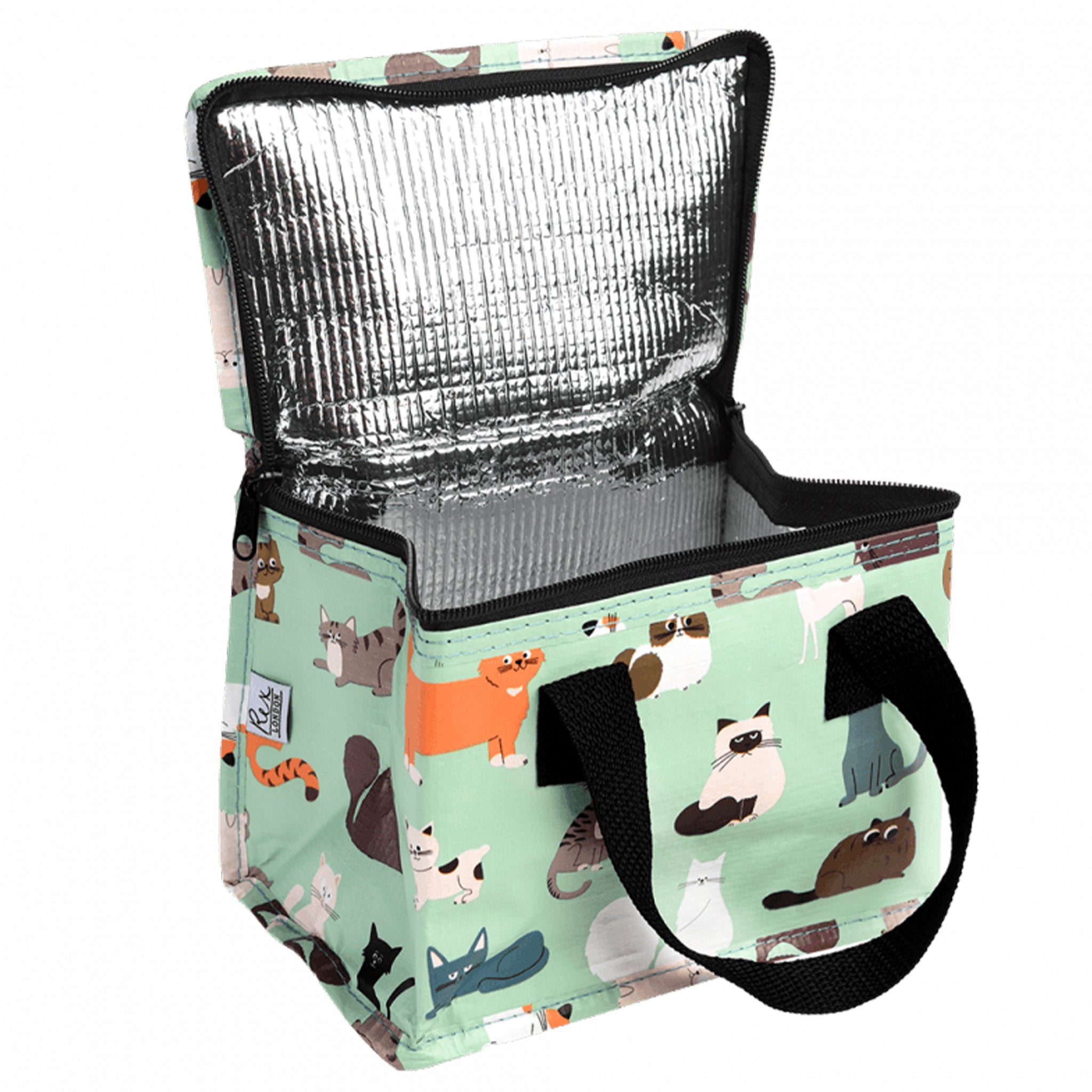 Insulated cooler bag with animal pattern on a white background