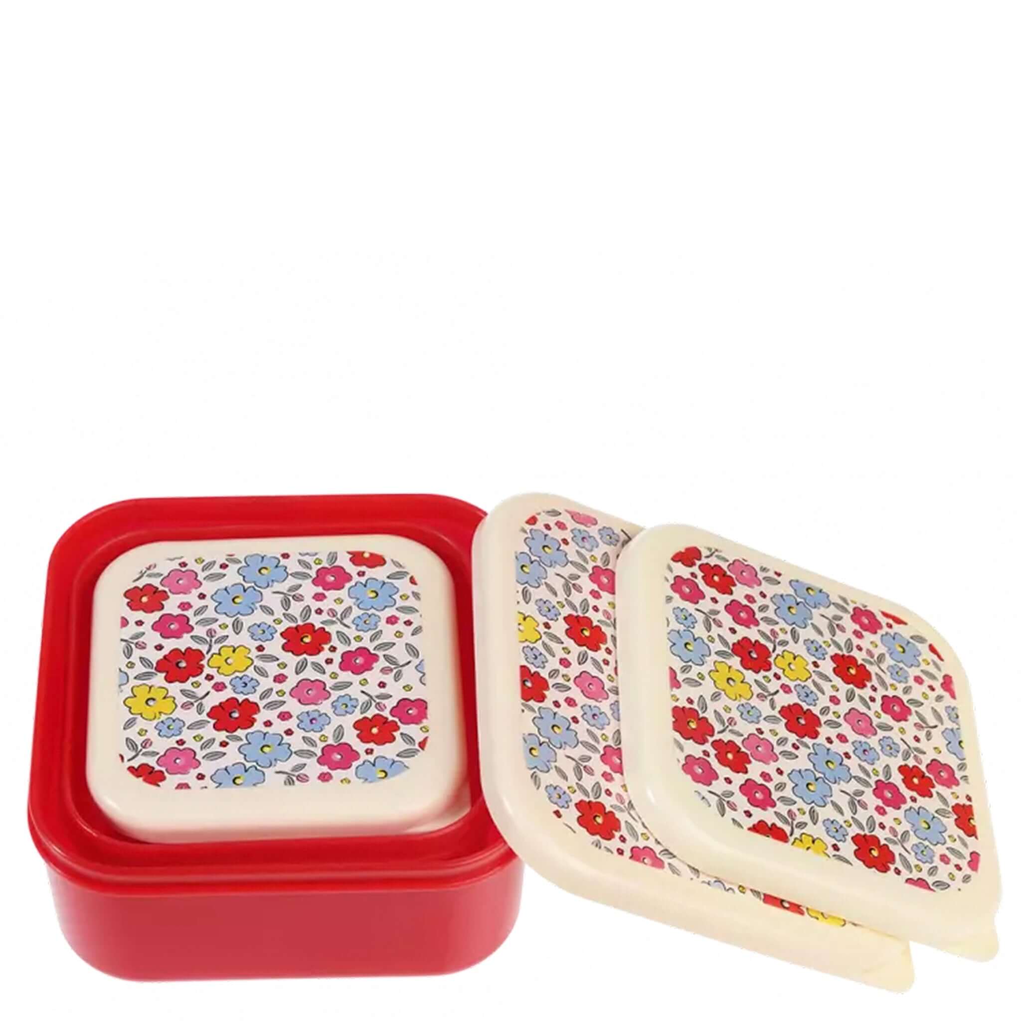 Alt Tag: Rex London Snack Box Set - Tilde nesting snack boxes with floral Tilde print lids, BPA-free lunch boxes for kids