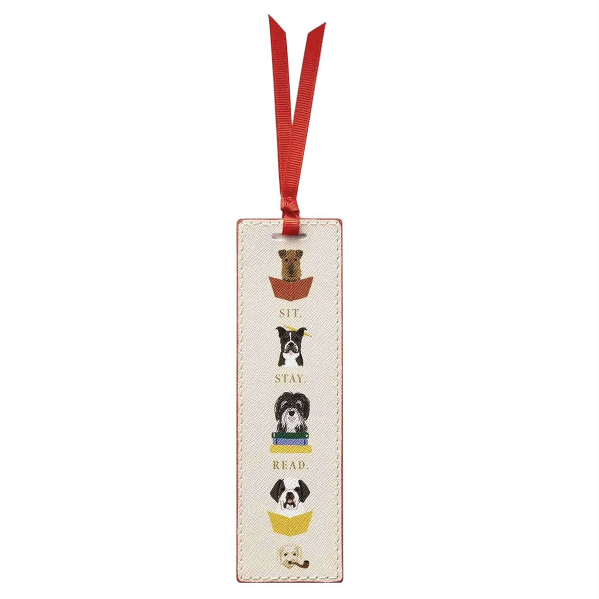 Rifle Paper Bookmark - Studious Dogs featuring dogs with a red ribbon, perfect for dog lovers and book enthusiasts.