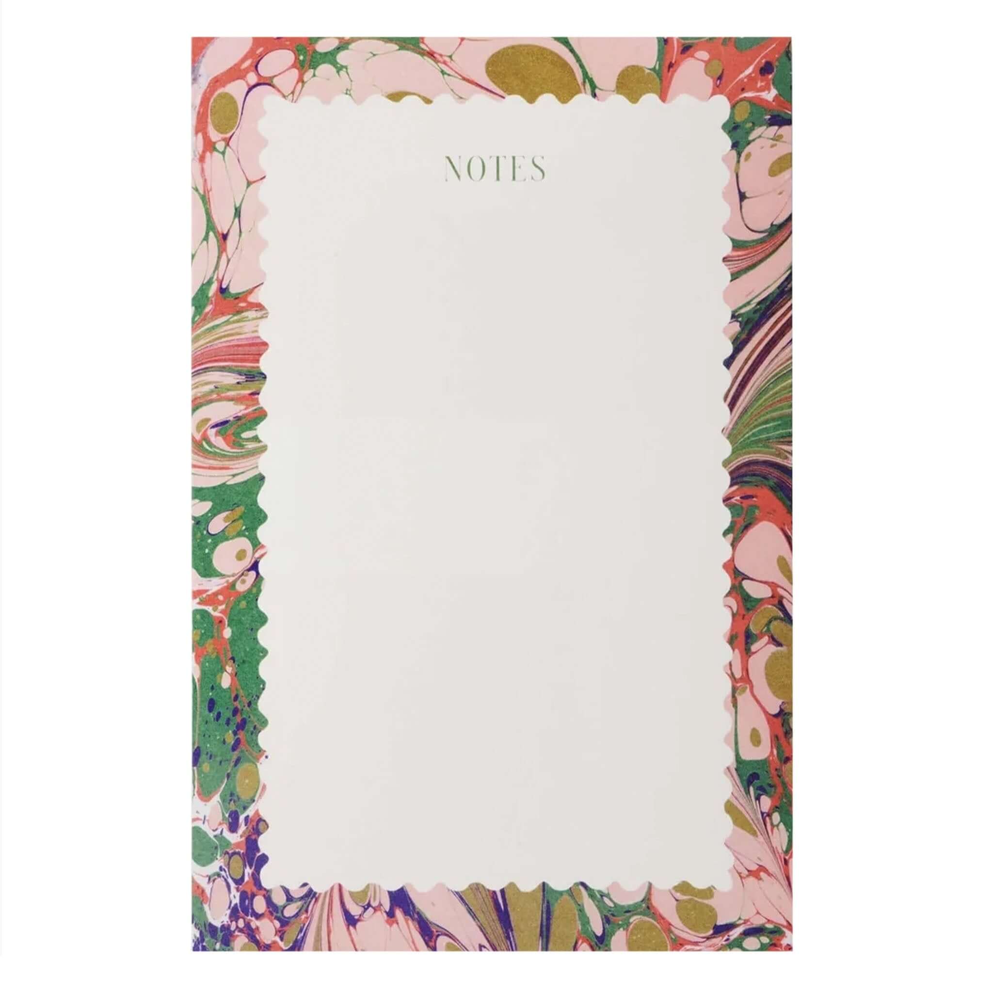 Alt Tag: Rifle Paper Notepad - Florence tear-off notepad with warm white paper and vibrant floral border, 75 sheets