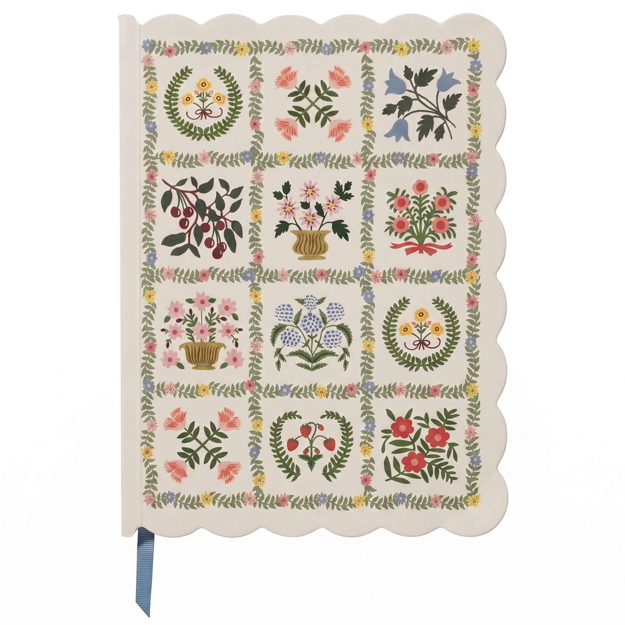 Rifle Paper Softcover Journal - Helena with floral pattern and scalloped edge design.