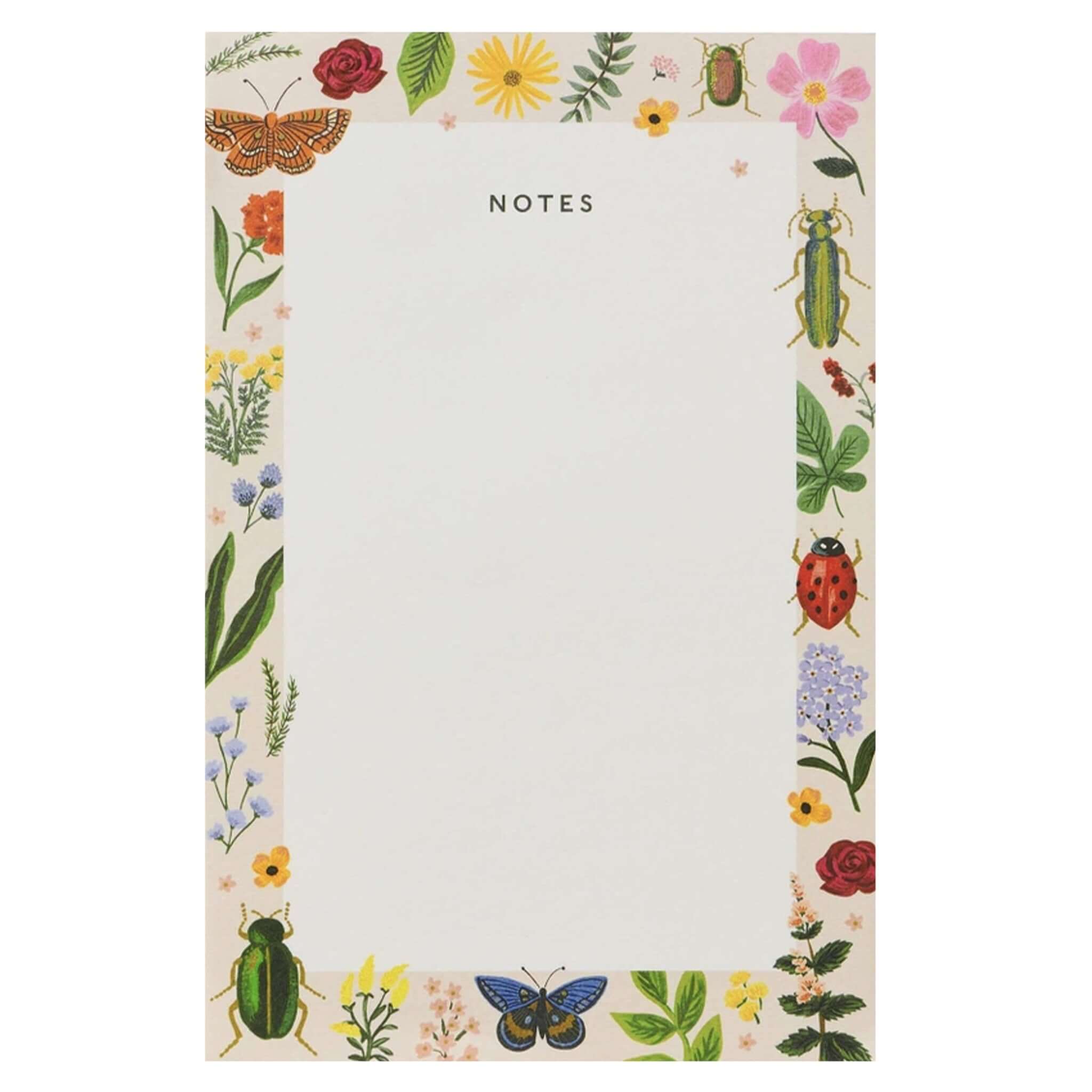 Rifle Paper Memo Notepad - Curio with floral and insect illustrations, perfect for notes and lists.