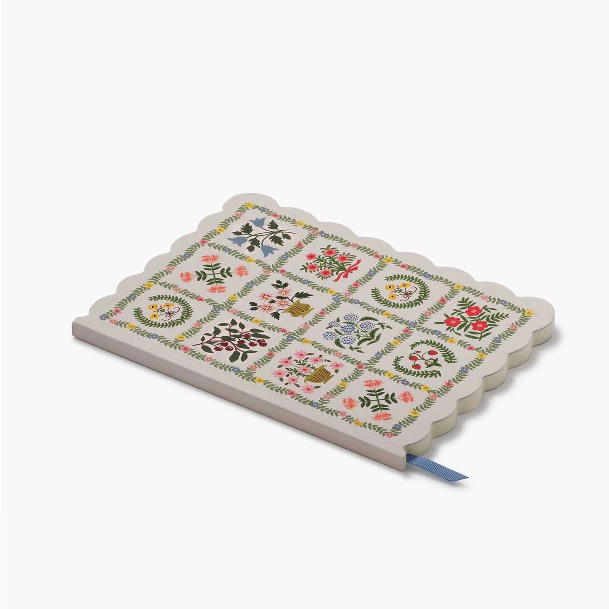 Rifle Paper Softcover Journal - Helena with scallop edge and floral design on the cover.