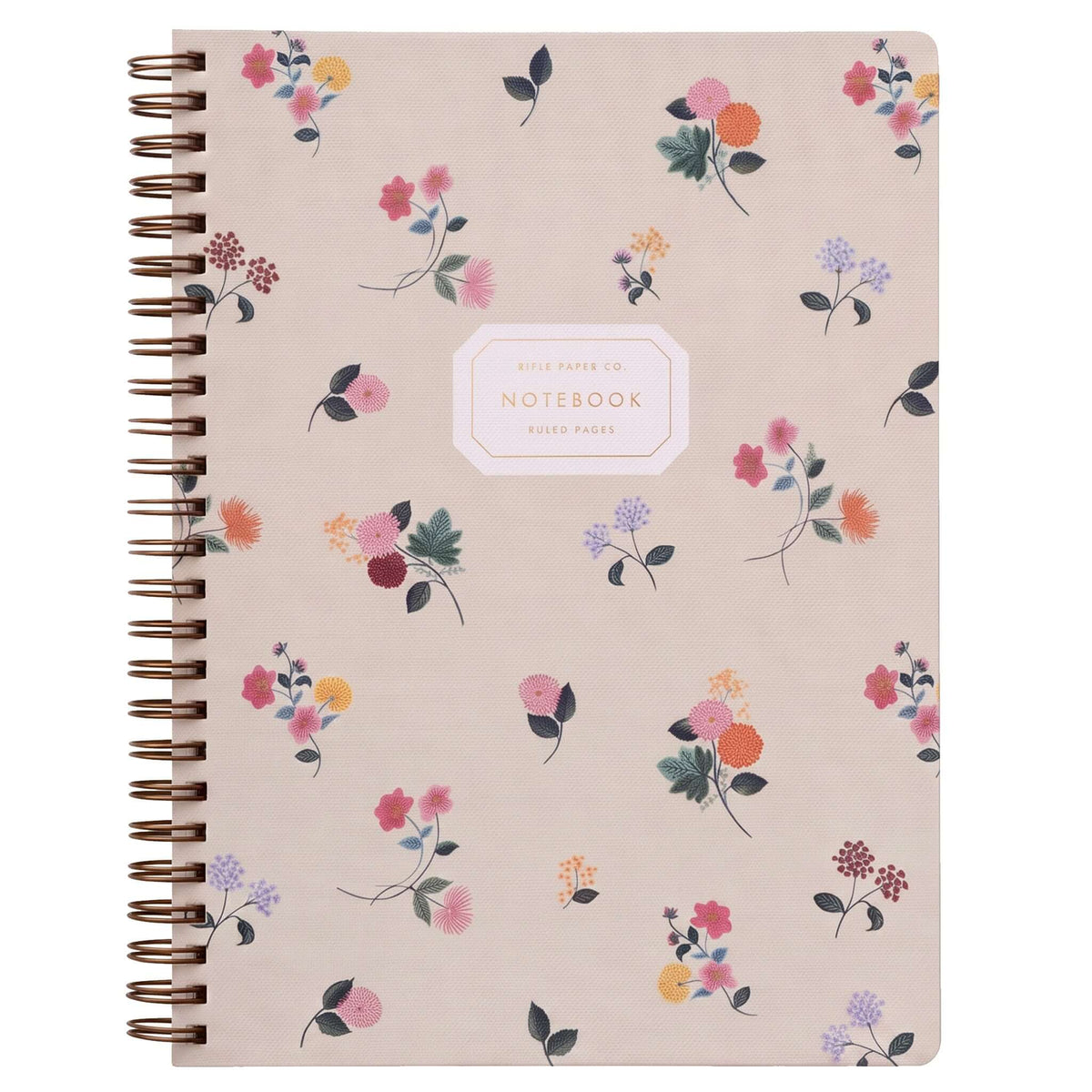 Rifle Paper Spiral Notebook - Ditsy Dahlia featuring a floral pattern and ruled pages, perfect for note-taking.