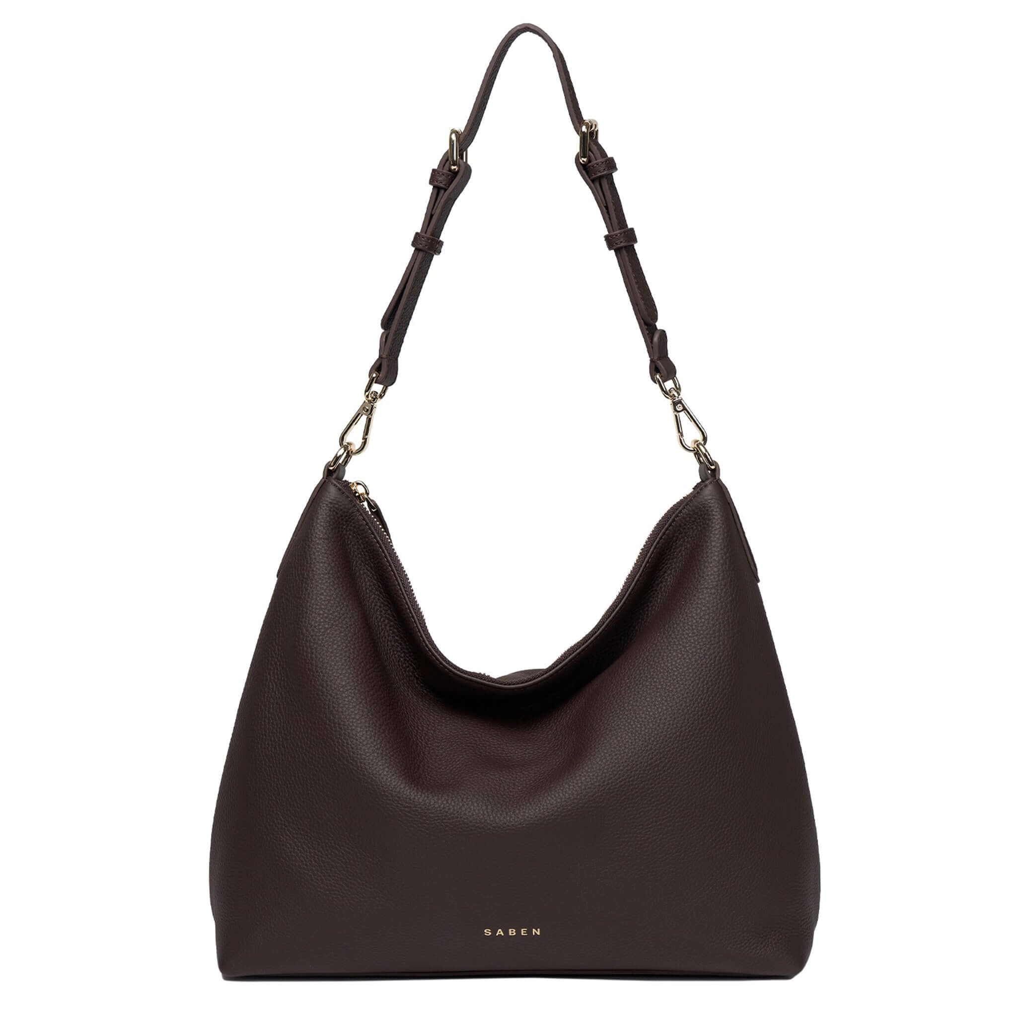 Saben Miki Shoulder Bag - Cacao Luxe in soft leather with a slouchy design, perfect for everyday use.
