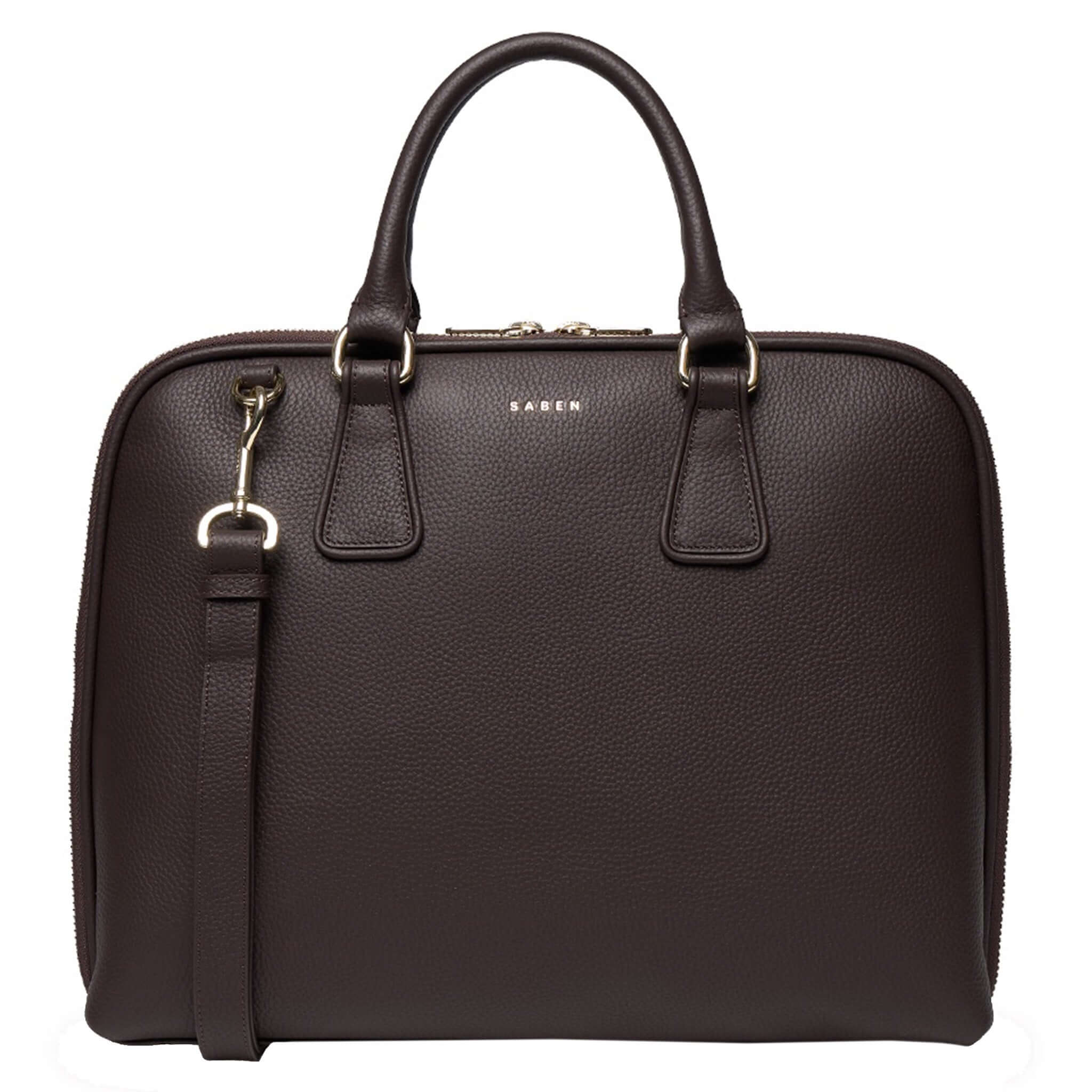 Saben Parker Briefcase - Cacao, sleek premium leather laptop bag for modern professionals.