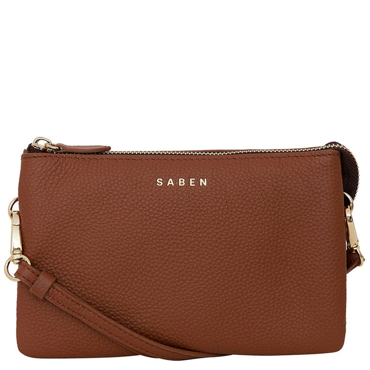Saben Tilly Crossbody Handbag - Tan, tan leather crossbody bag with gold hardware, additional product view