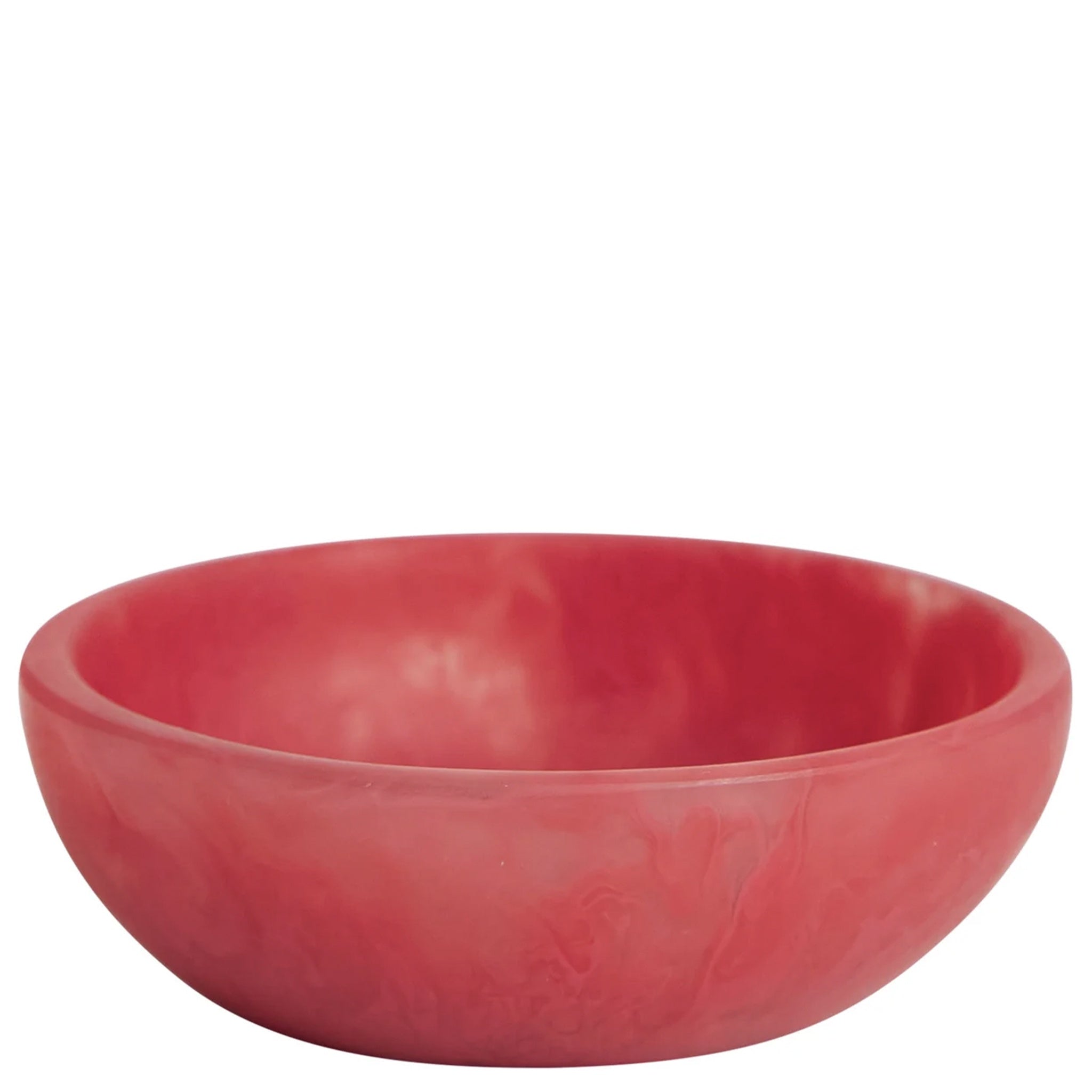 A small round red resin bowl on a white background, part of the serveware & dinnerware category.