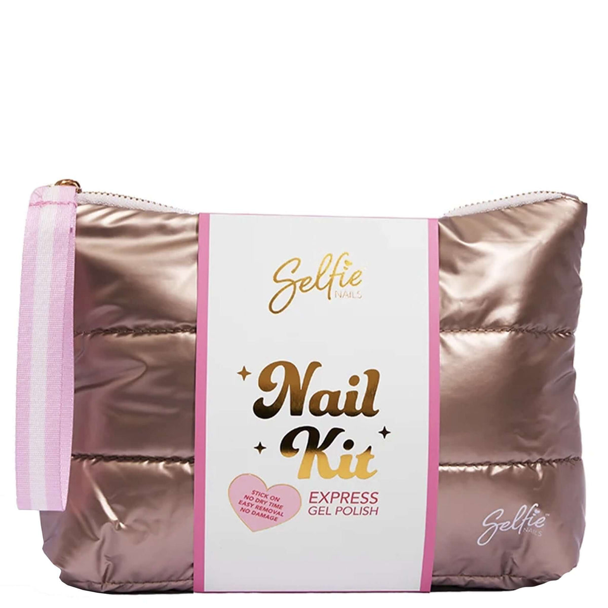 Selfie Nails Beauty Bag Nail Kit - Mocha packaging showcasing a glam beauty bag for salon-quality gel nails at home.