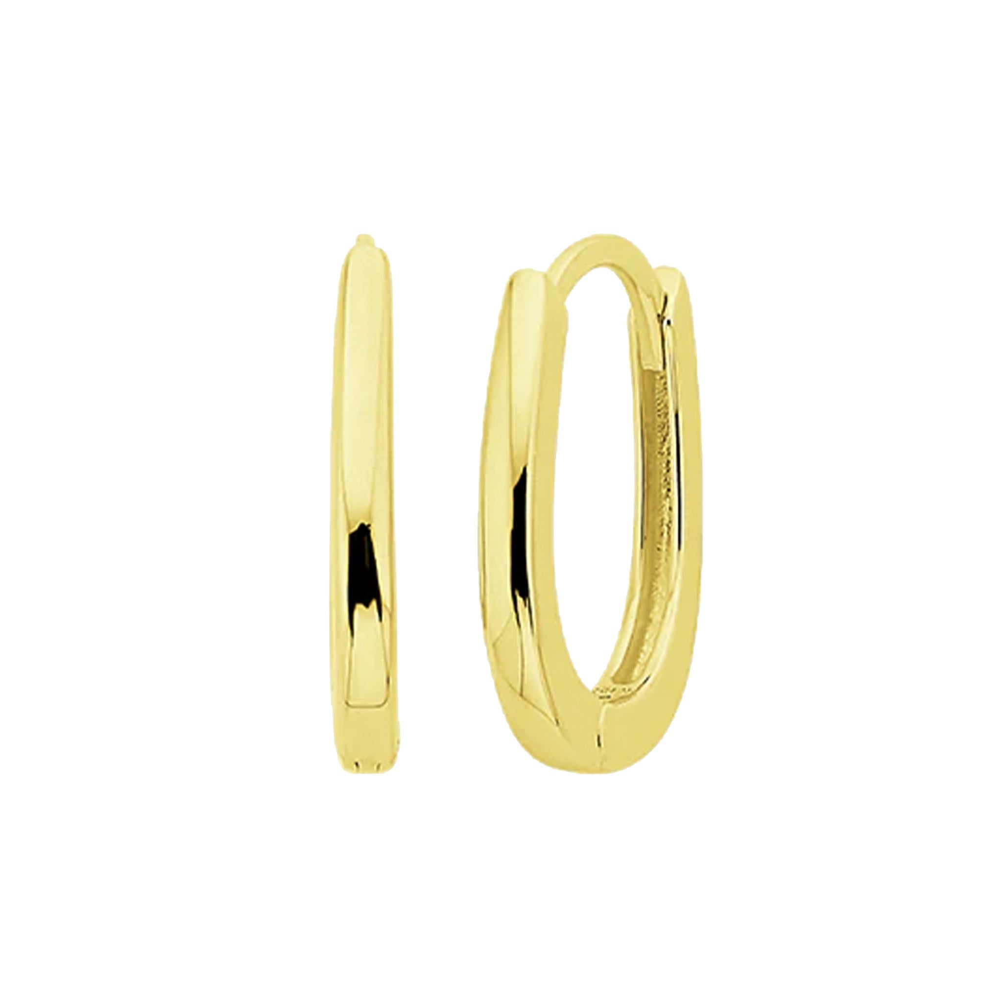 Gold hoop earrings on a white background