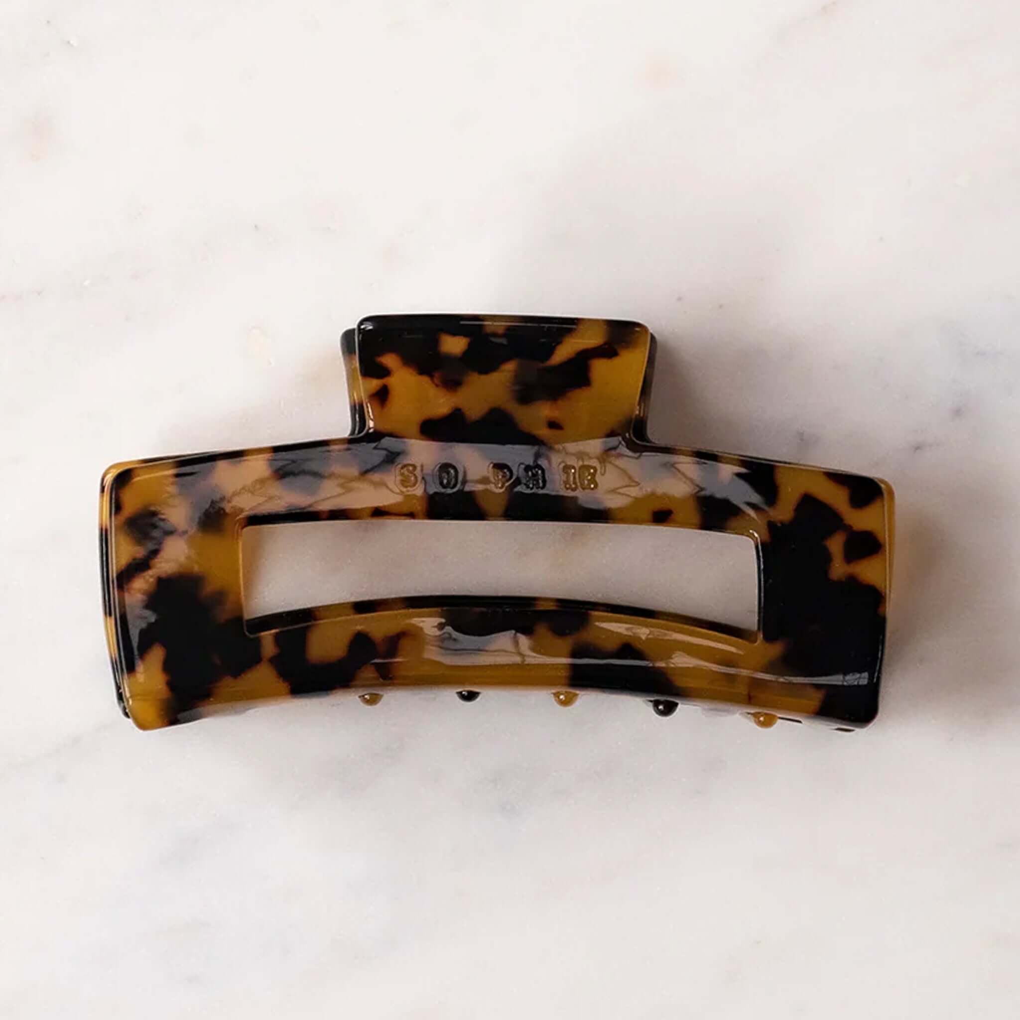 Sophie Claw Clip Large - Dark Tort large tortoiseshell acetate claw hair clip, 3cm x 10cm, effortless hair back accessory
