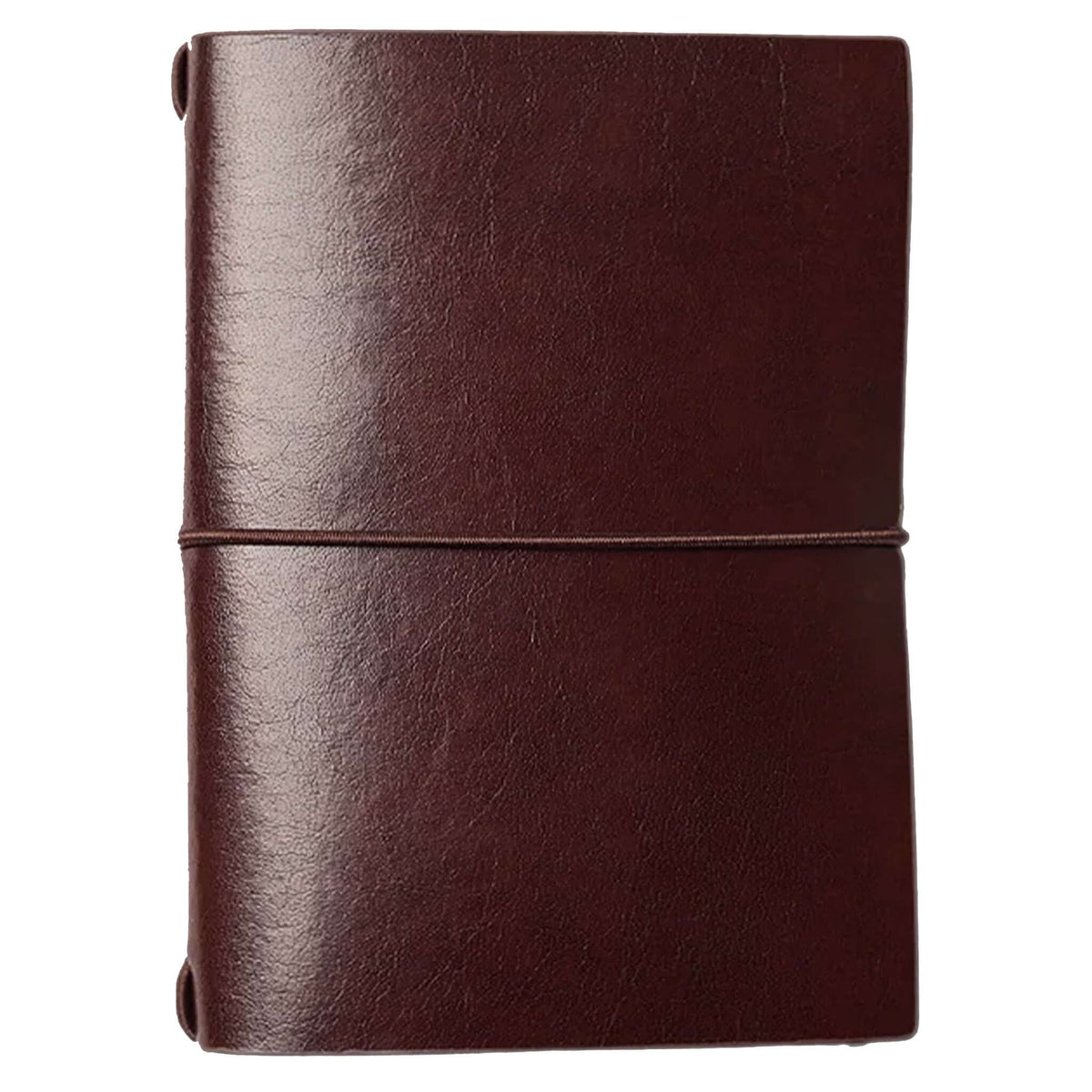Milligram Recycled Leather Passport Journal Set - Chocolate, rich chocolate cover with elastic closure.