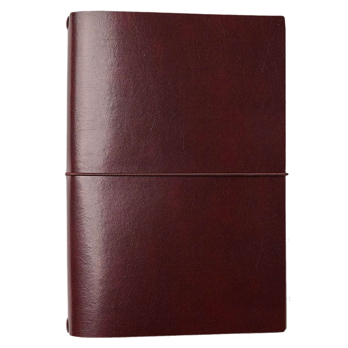 Milligram Recycled Leather Journal Set - Burgundy with smooth recycled leather cover and elastic closure.