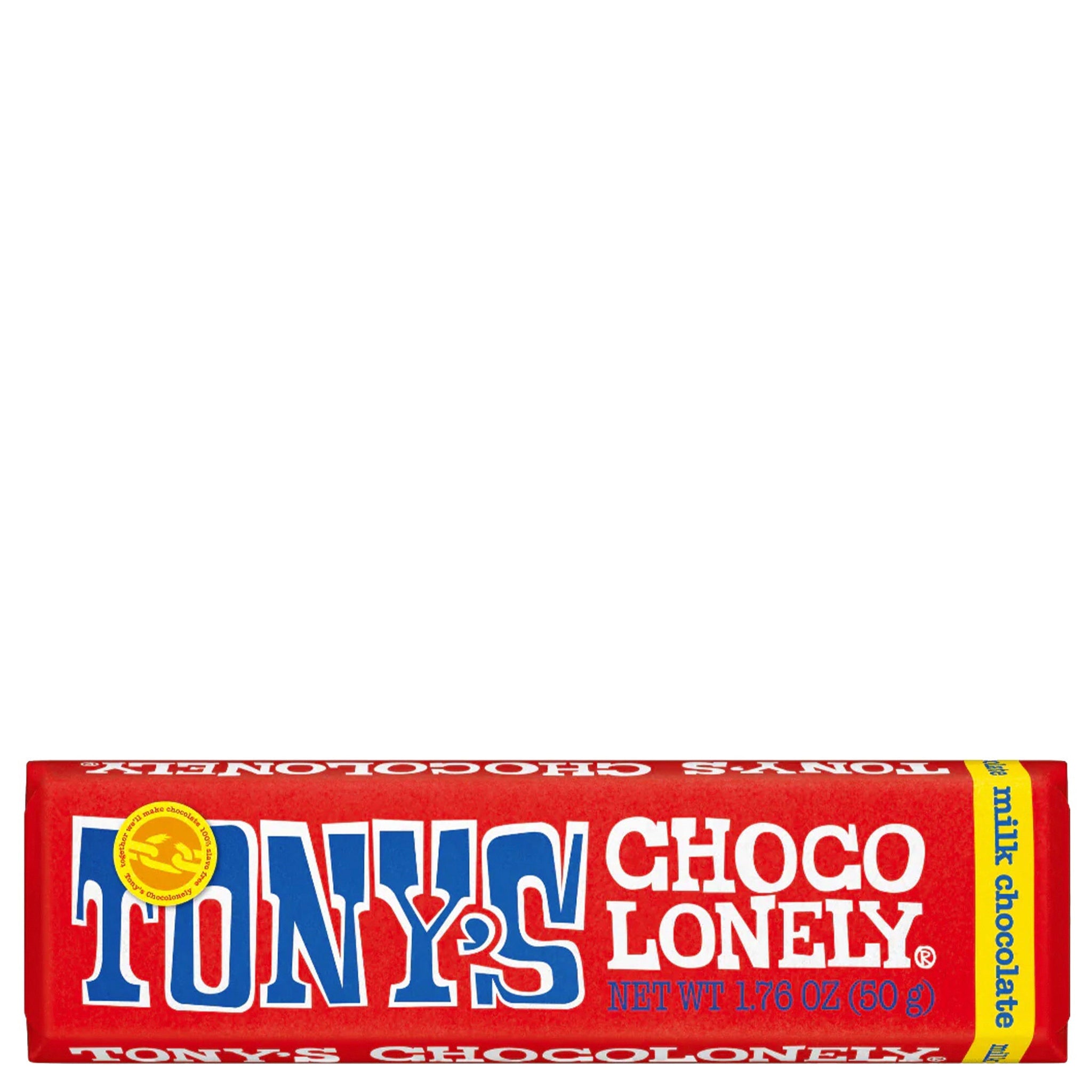Tony's Chocolonely chocolate bar packaging on a white background