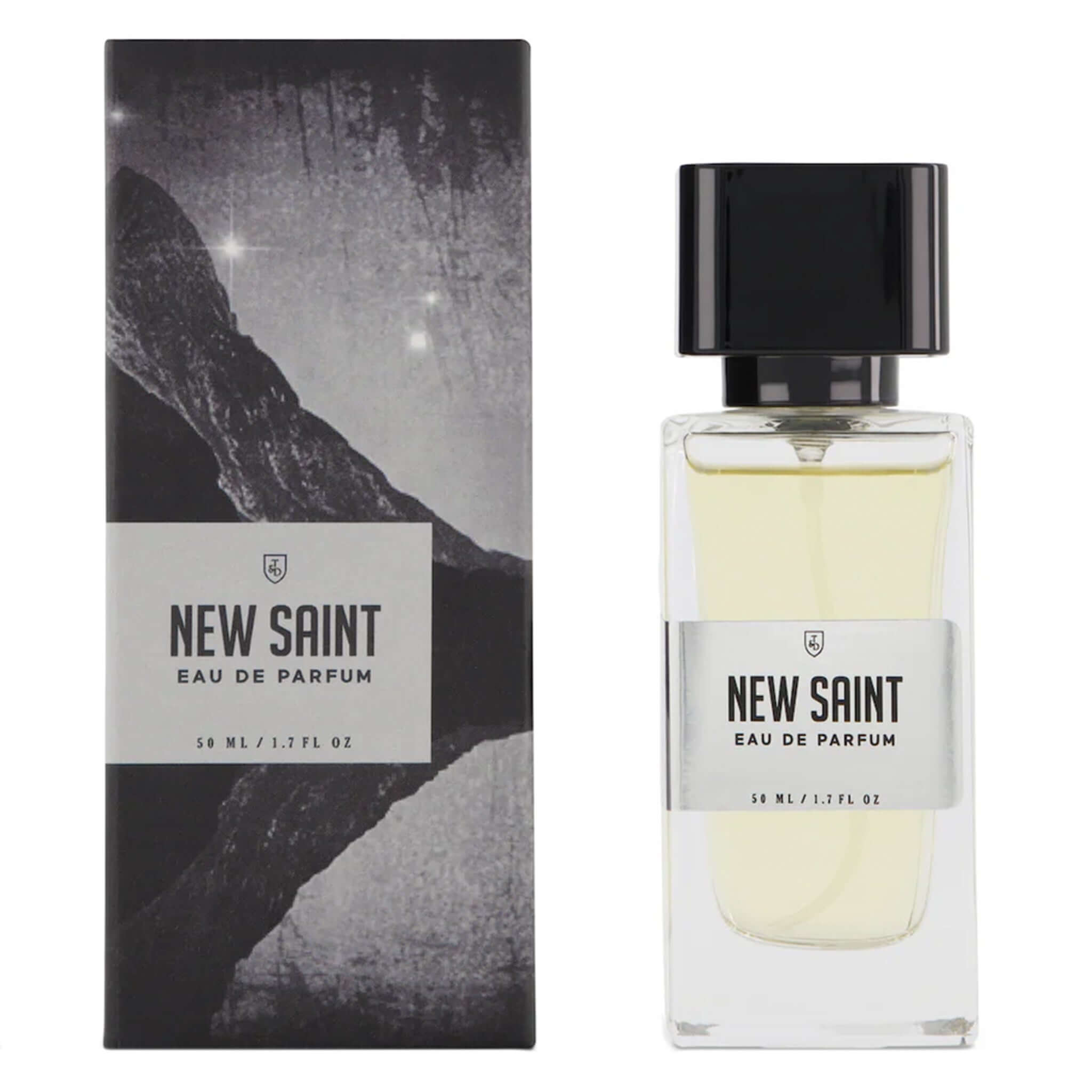 New Saint Eau de Parfum bottle and packaging with mountain design