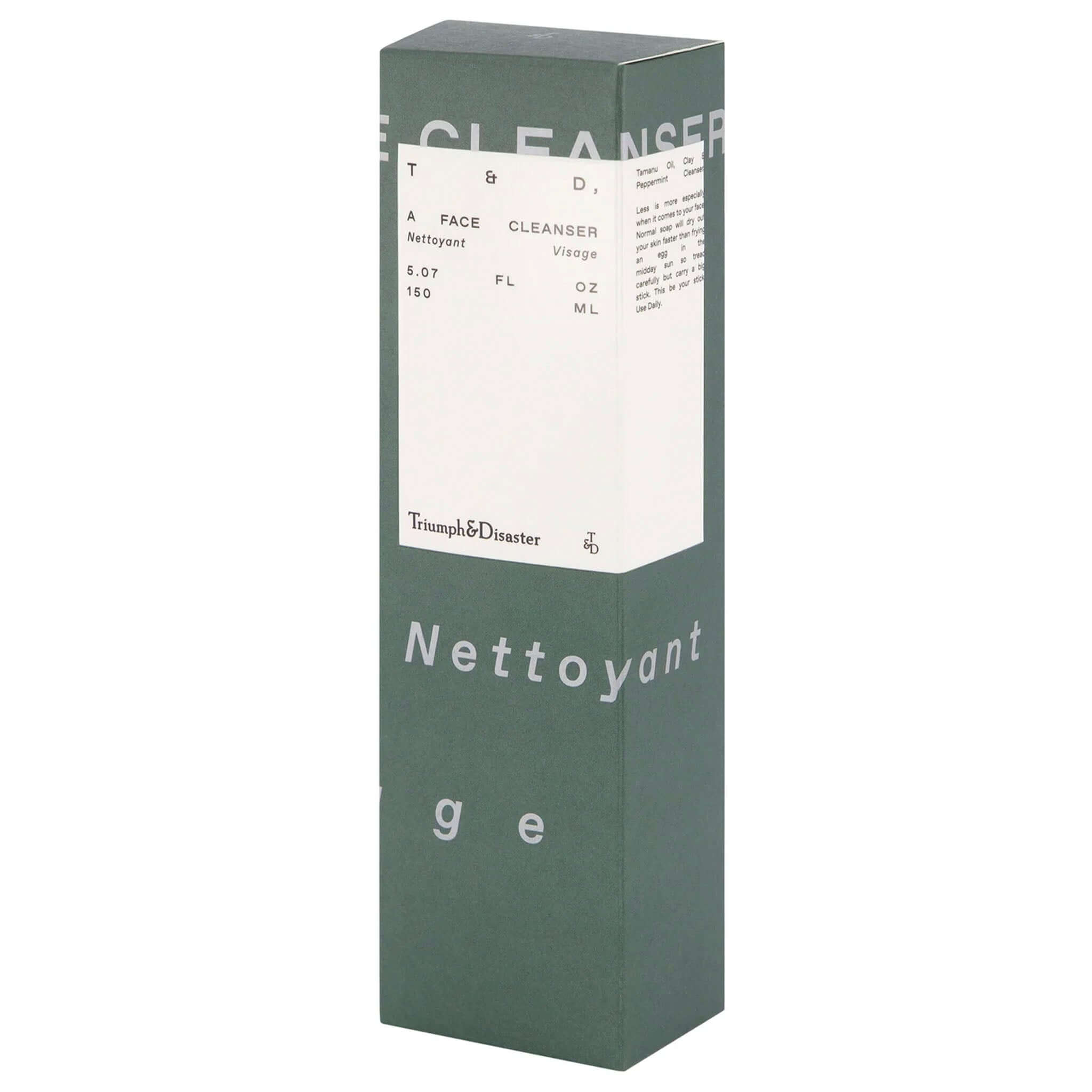 Alt Tag: Triumph & Disaster A Face Cleanser peppermint scented gentle face cleanser with tamanu oil, willow bark extract and bentonite clay