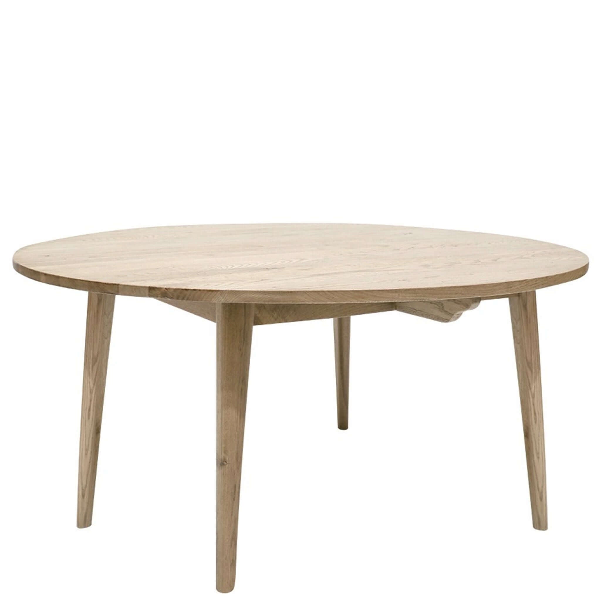 Vassa American Oak Round Dining Table 120cm Scandinavian round oak dining table with angular legs, smooth finish