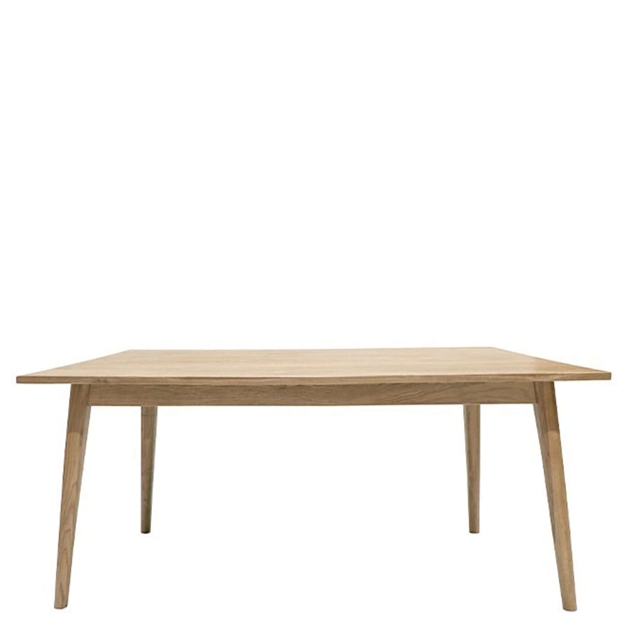 Alt Tag: Vassa American Oak Dining Table contemporary Scandinavian dining table in American White Oak with angular legs, natural grain finish