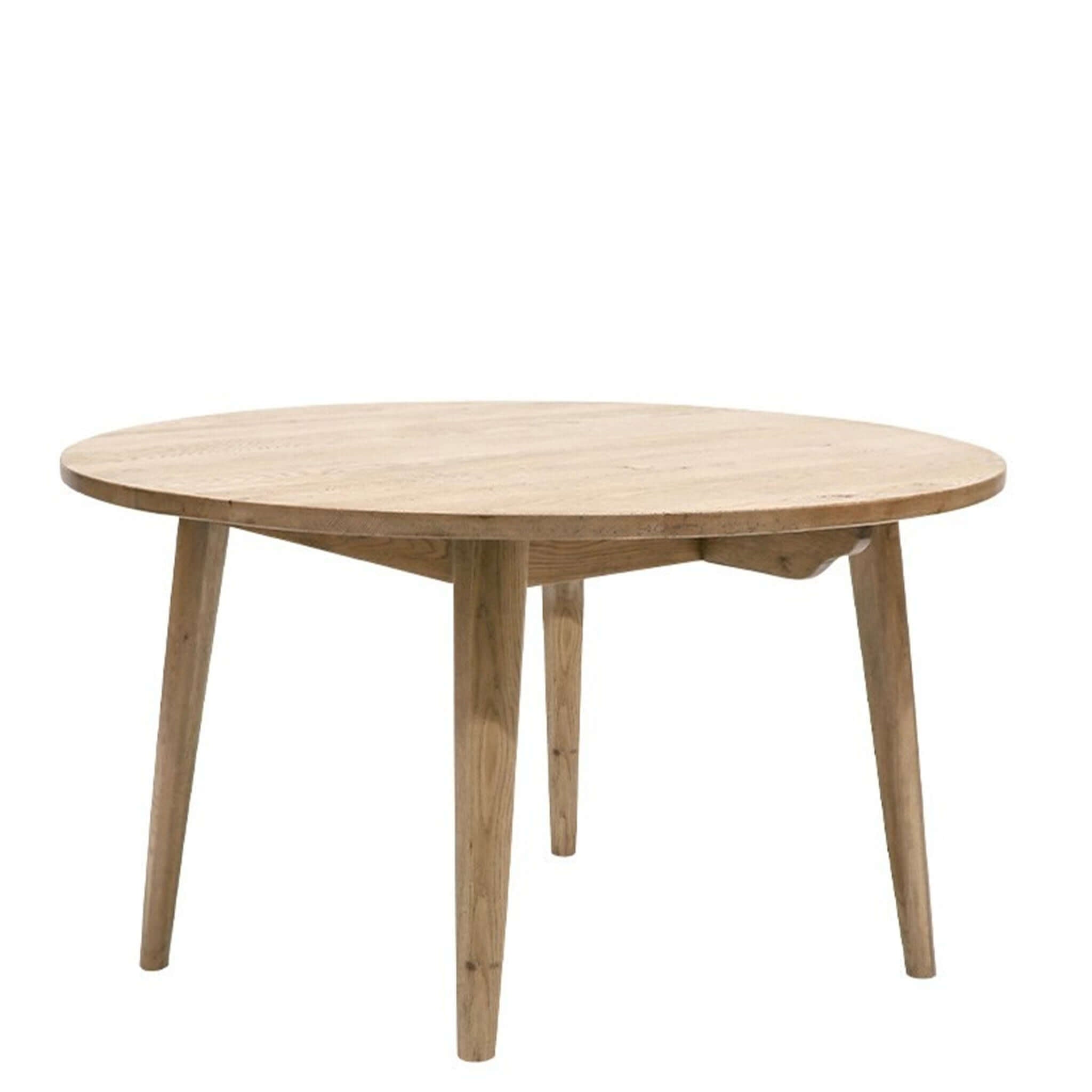 Alt Tag: Vassa American Oak Round Dining Table 120cm round Scandinavian dining table in American White Oak with angular legs, smooth finish